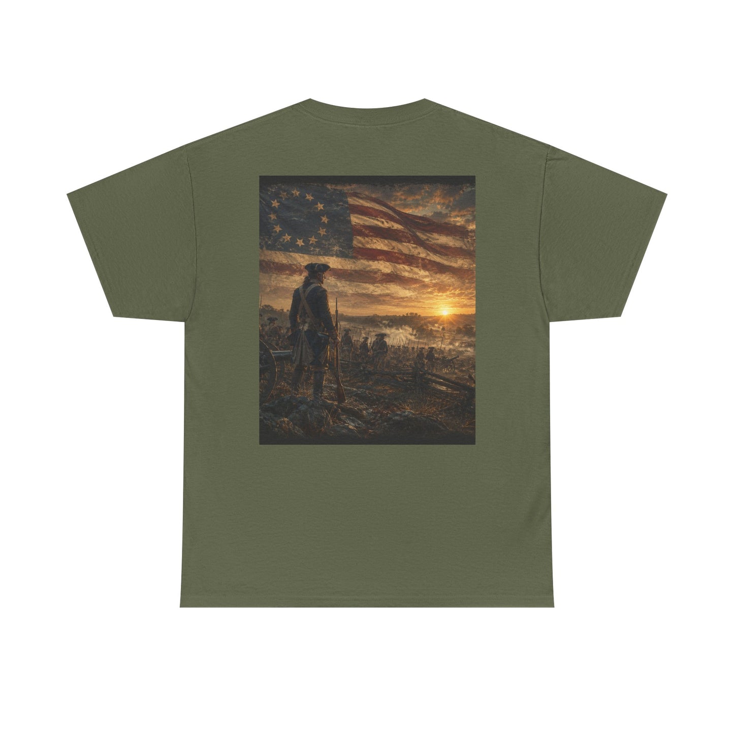 Patriotic Revolutionary War Flag T-Shirt — Vintage American Soldier Graphic Tee