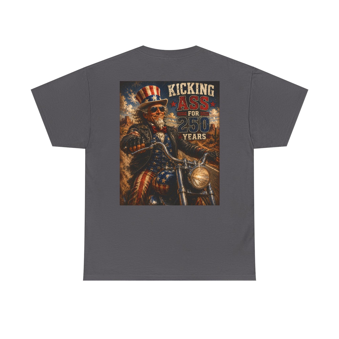 Biker Uncle Sam 'Kicking Ass for 50 Years' Graphic Tee