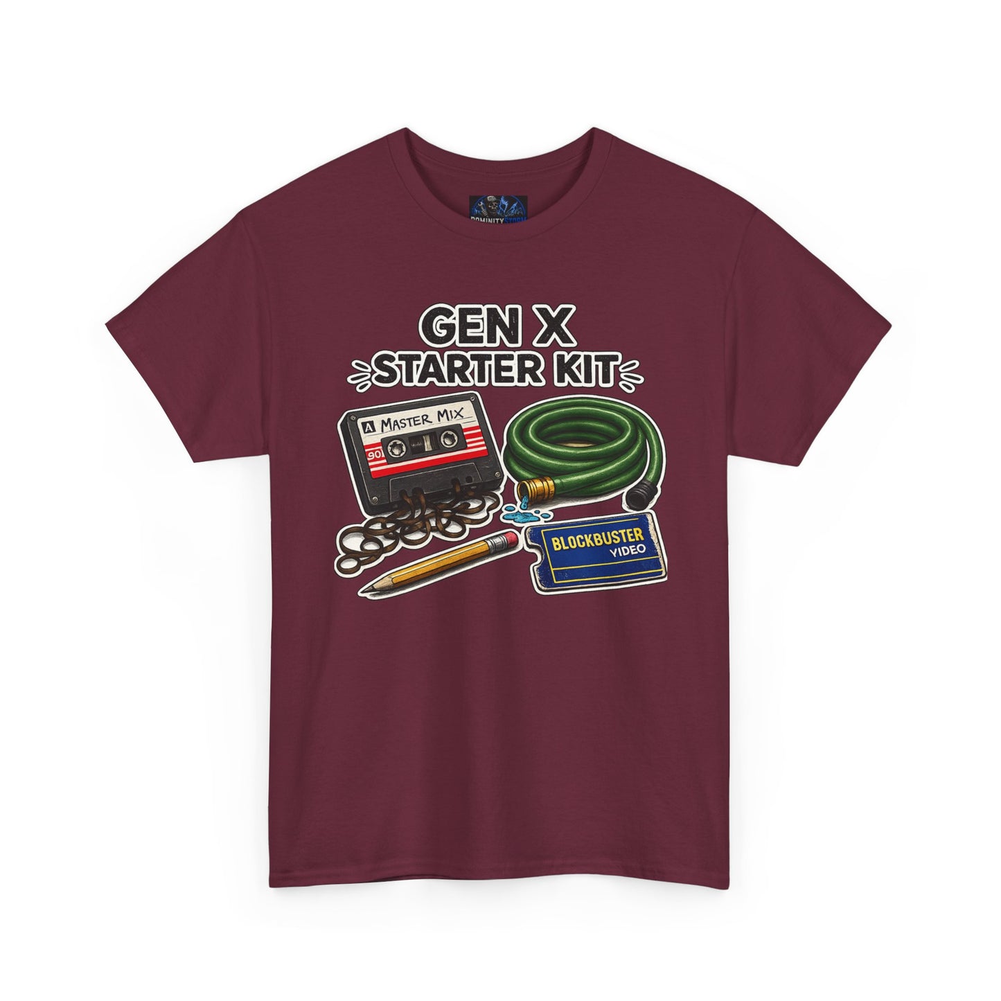 Gen X Starter Kit T‑Shirt — Retro Nostalgia Tee with Cassette, Pager & Mix Tape Graphics