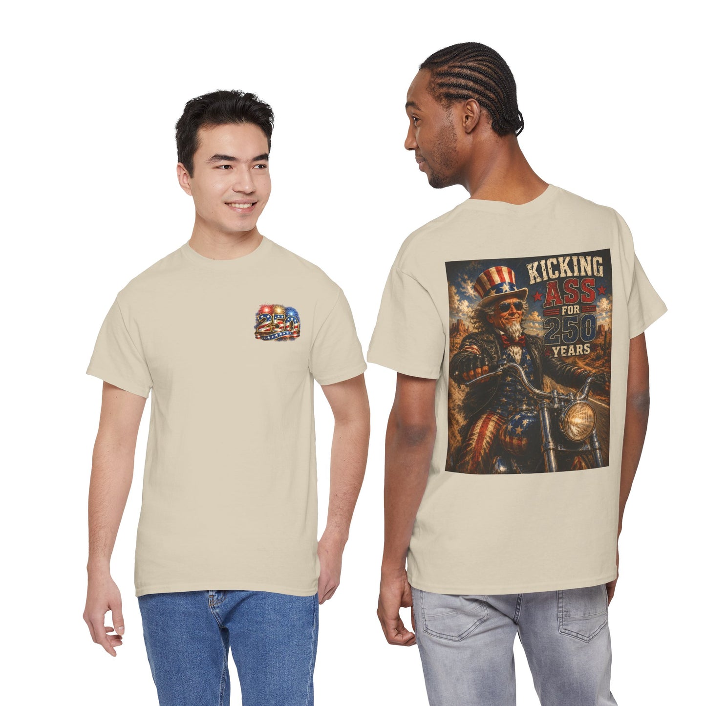 Biker Uncle Sam 'Kicking Ass for 50 Years' Graphic Tee