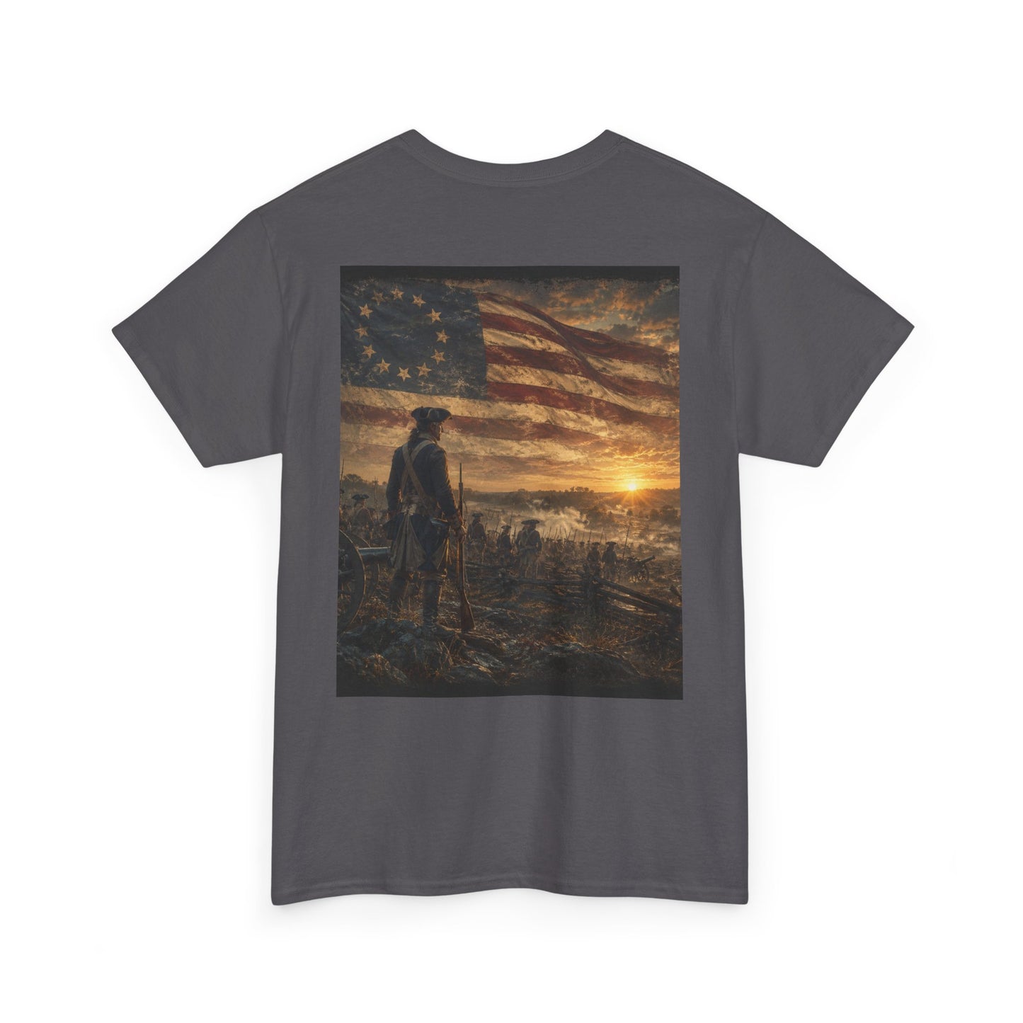 Patriotic Revolutionary War Flag T-Shirt — Vintage American Soldier Graphic Tee