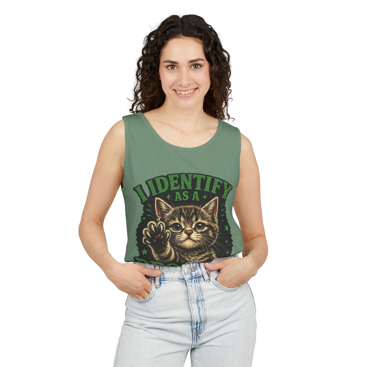 I Identify as a Problem Cat Tank Top — Funny Vintage Kitten Graphic Tank