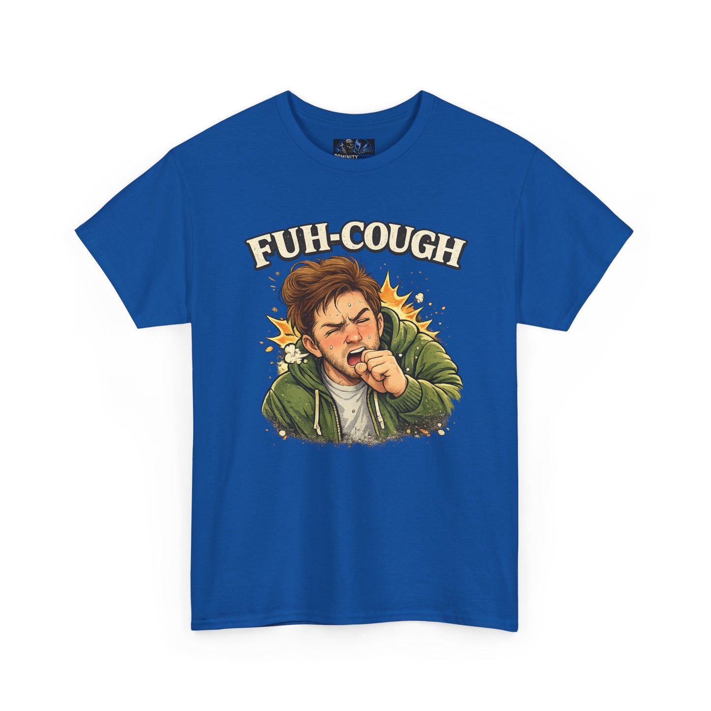 Funny 'Fuh-Cough' Graphic Tee - Coughing Character Short Sleeve Shirt