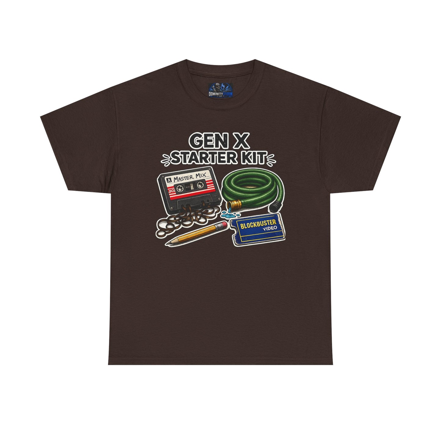 Gen X Starter Kit T‑Shirt — Retro Nostalgia Tee with Cassette, Pager & Mix Tape Graphics
