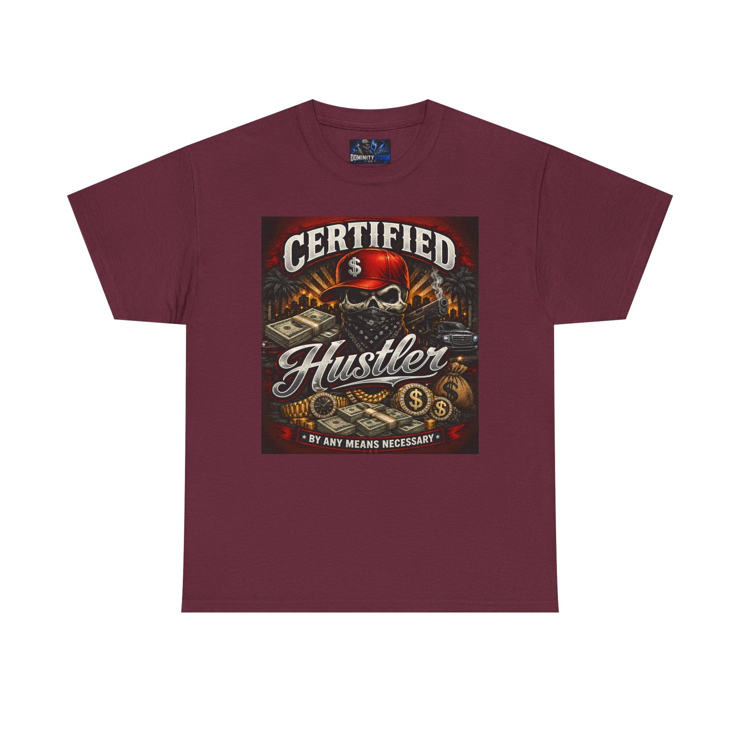 Certified Hustler Graphic Tee — Vintage Skull & Money Streetwear T-Shirt