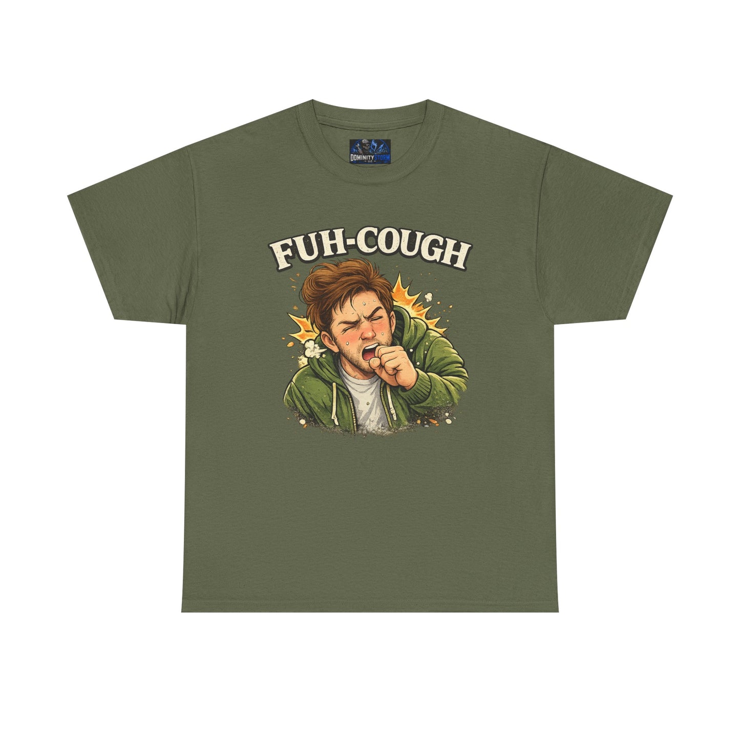 Funny 'Fuh-Cough' Graphic Tee - Coughing Character Short Sleeve Shirt