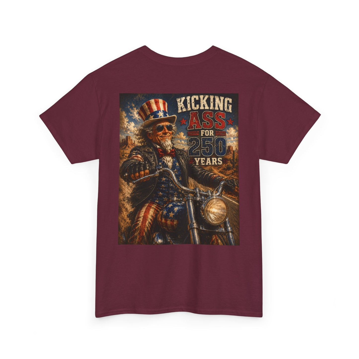 Biker Uncle Sam 'Kicking Ass for 50 Years' Graphic Tee