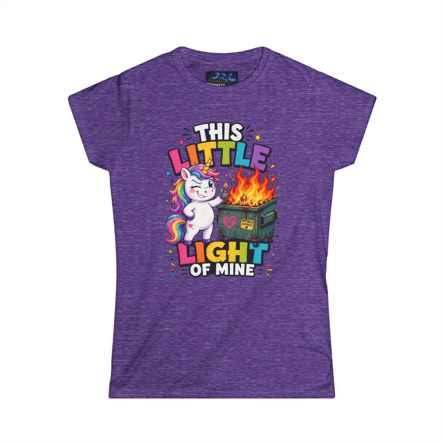 Humorous This Little Light of Mine Unicorn Tee — Funny Rainbow Dumpster Fire Women’s T‑Shirt
