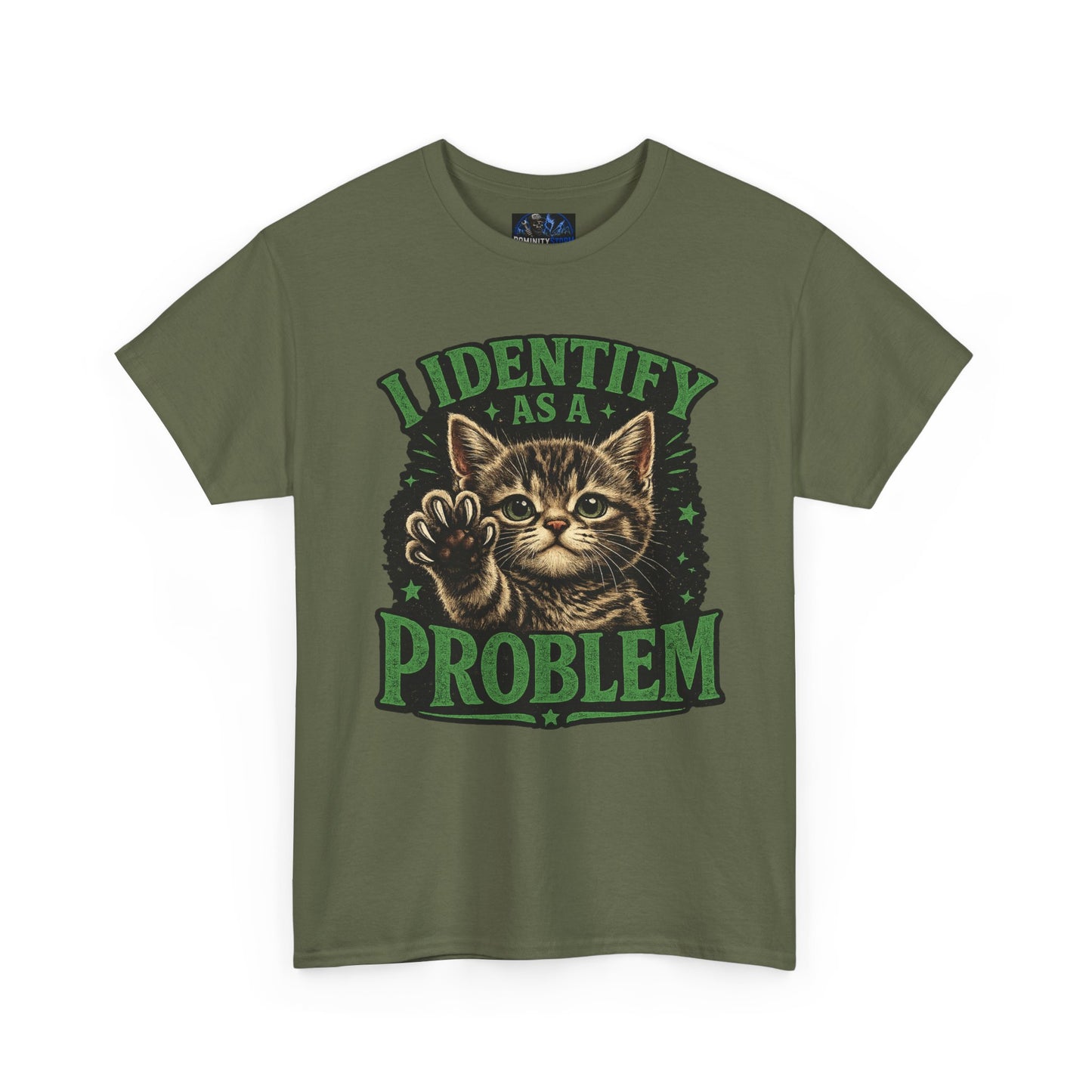 Cat 'I Identify As A Problem' Graphic Tee — Funny Vintage Kitten T-Shirt