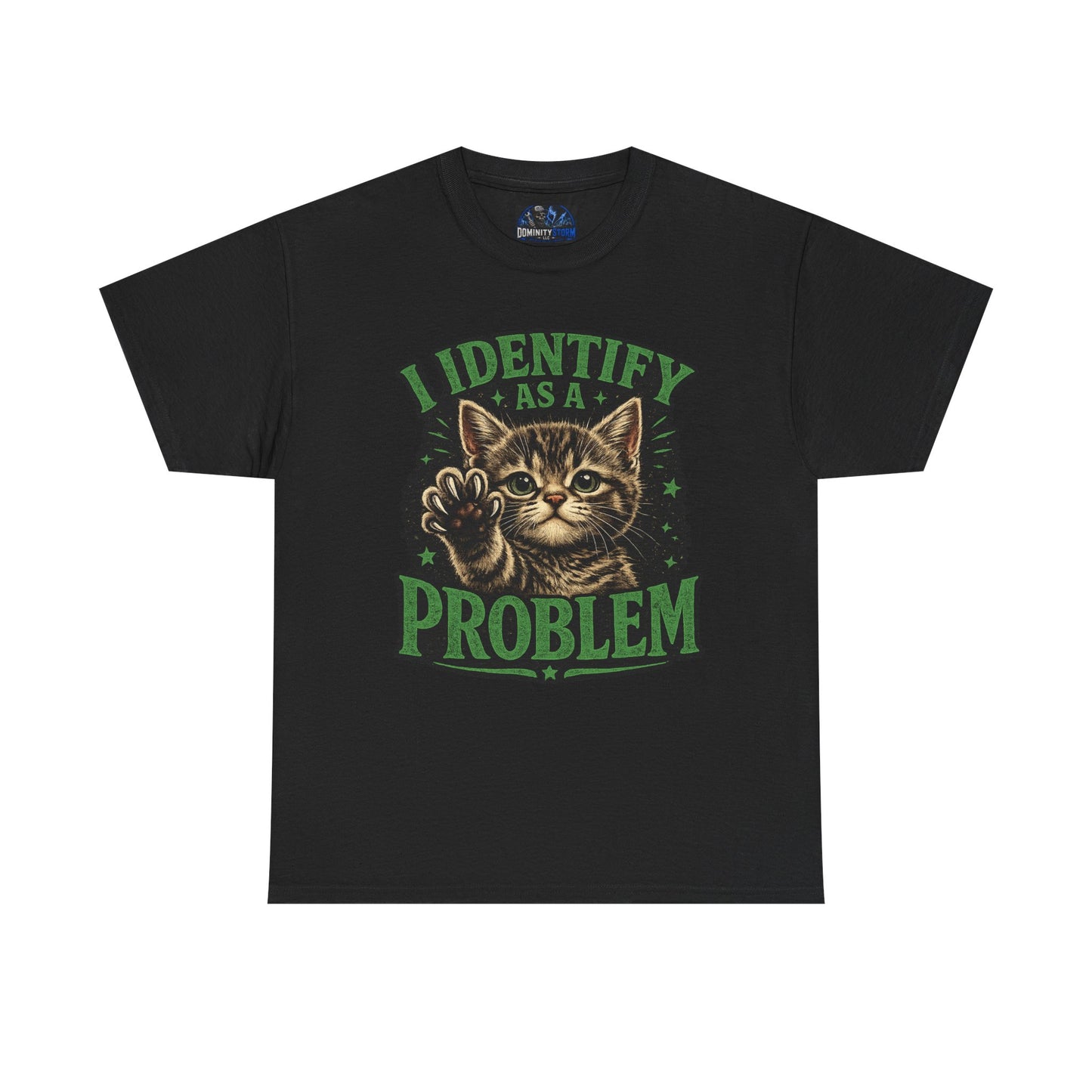 Cat 'I Identify As A Problem' Graphic Tee — Funny Vintage Kitten T-Shirt