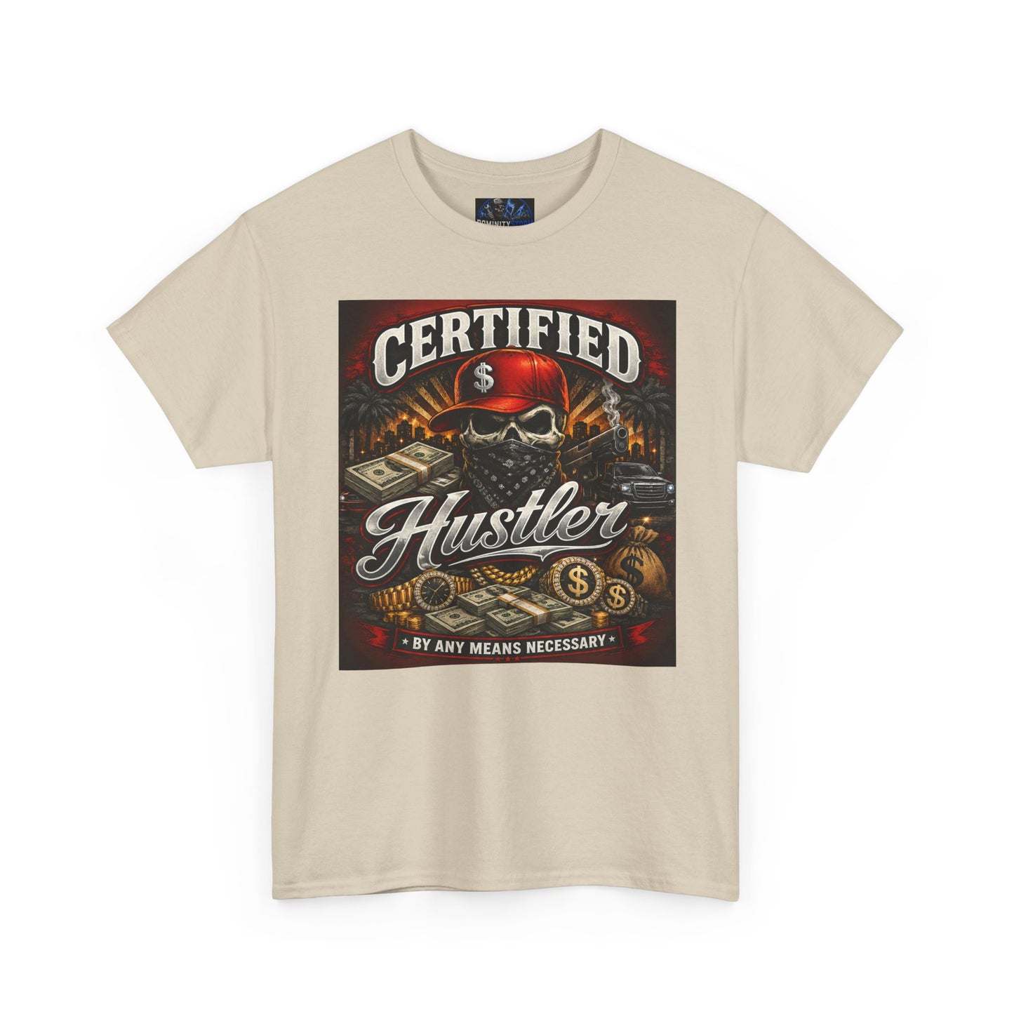 Certified Hustler Graphic Tee — Vintage Skull & Money Streetwear T-Shirt