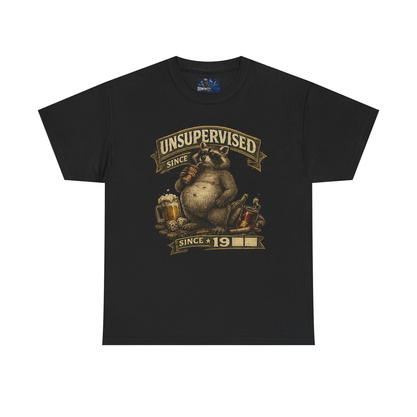 Beer Belly Bear T‑Shirt - "Unsupervised Since 19" Vintage Graphic Tee