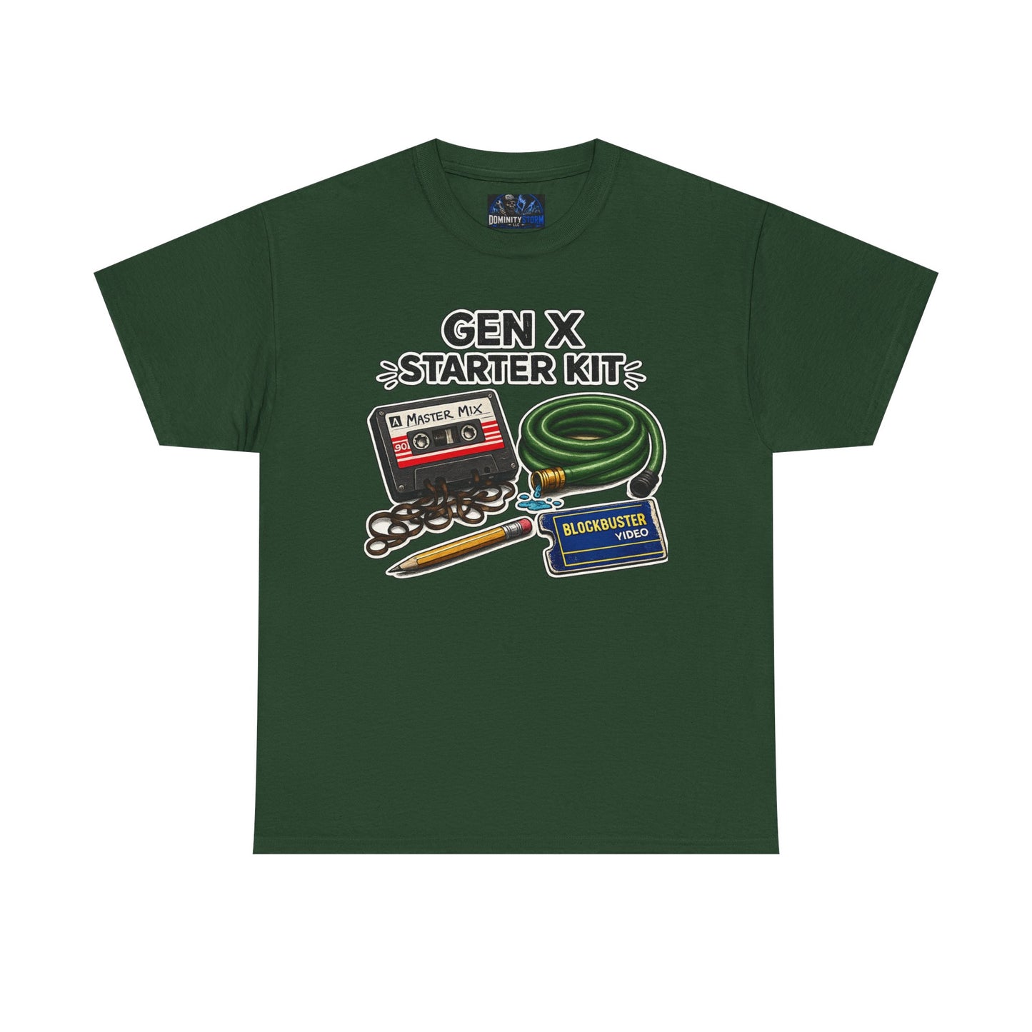 Gen X Starter Kit T‑Shirt — Retro Nostalgia Tee with Cassette, Pager & Mix Tape Graphics
