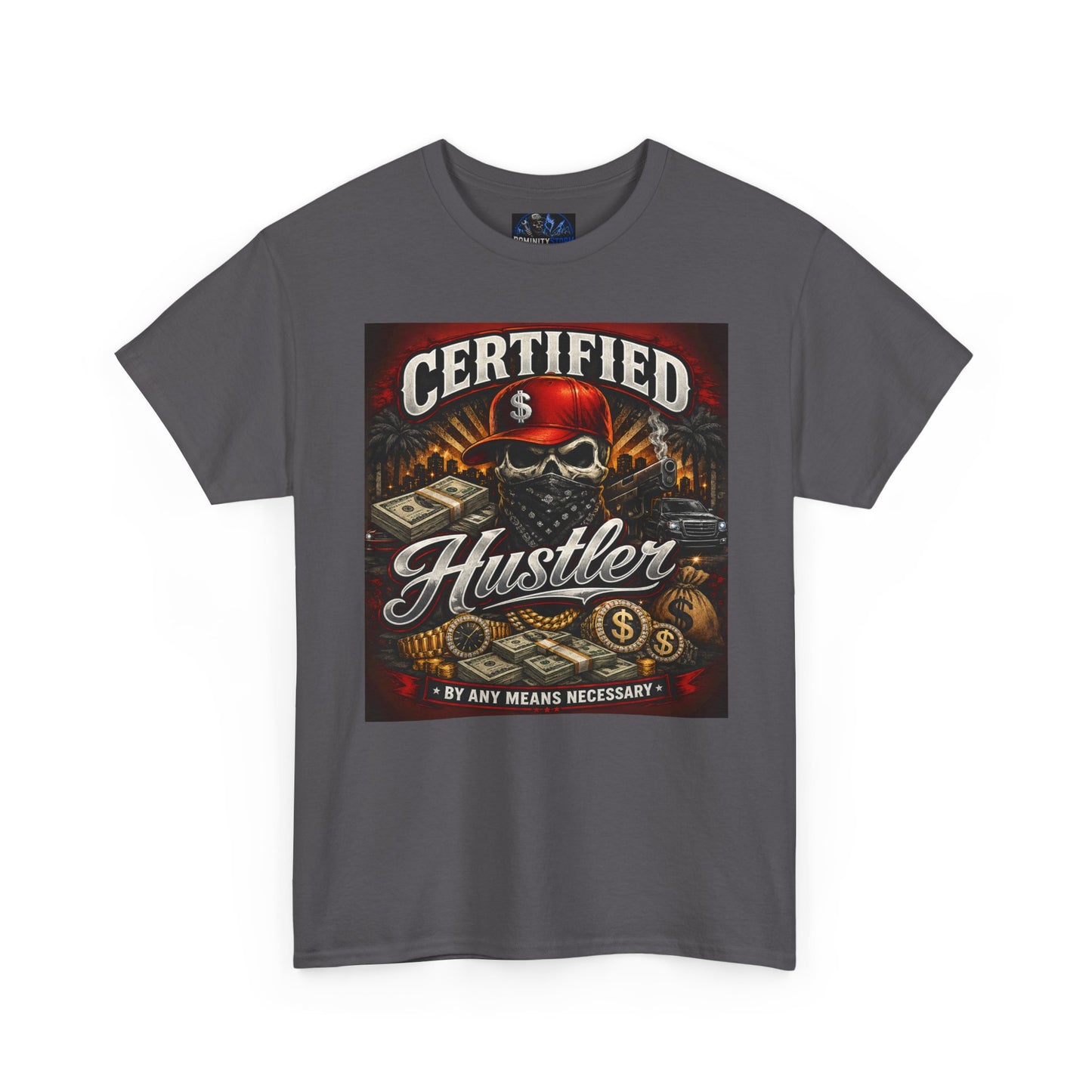 Certified Hustler Graphic Tee — Vintage Skull & Money Streetwear T-Shirt