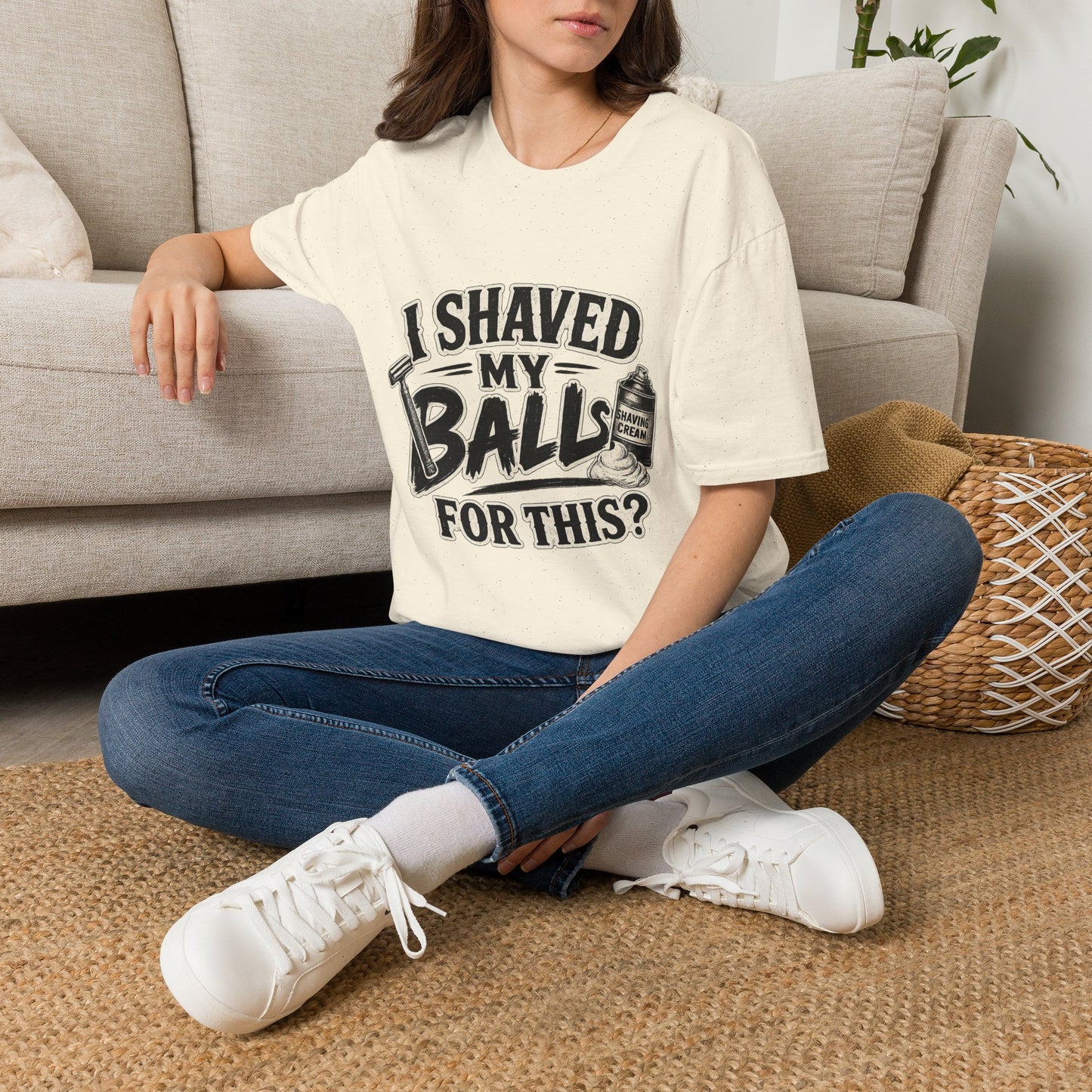 I Shaved My Balls T-Shirt — Funny Gag Tee with Retro Shaving Design