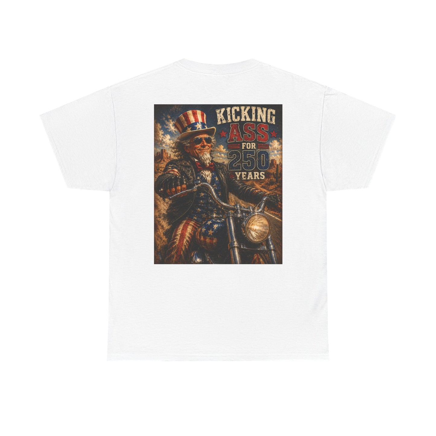Biker Uncle Sam 'Kicking Ass for 50 Years' Graphic Tee