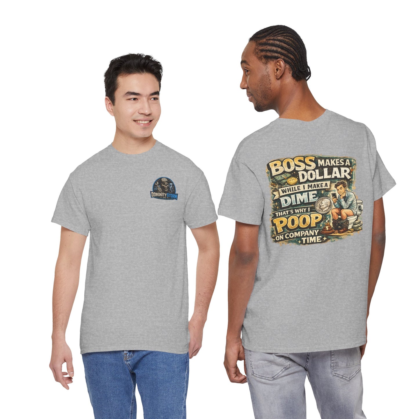Funny Retro Graphic Tee — "Boss Makes a Dollar, I Make a Dime" Vintage Humor T‑Shirt