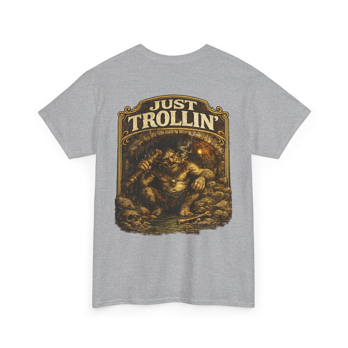 T-Shirt — "Just Trollin'" Vintage Fantasy Troll Graphic Tee