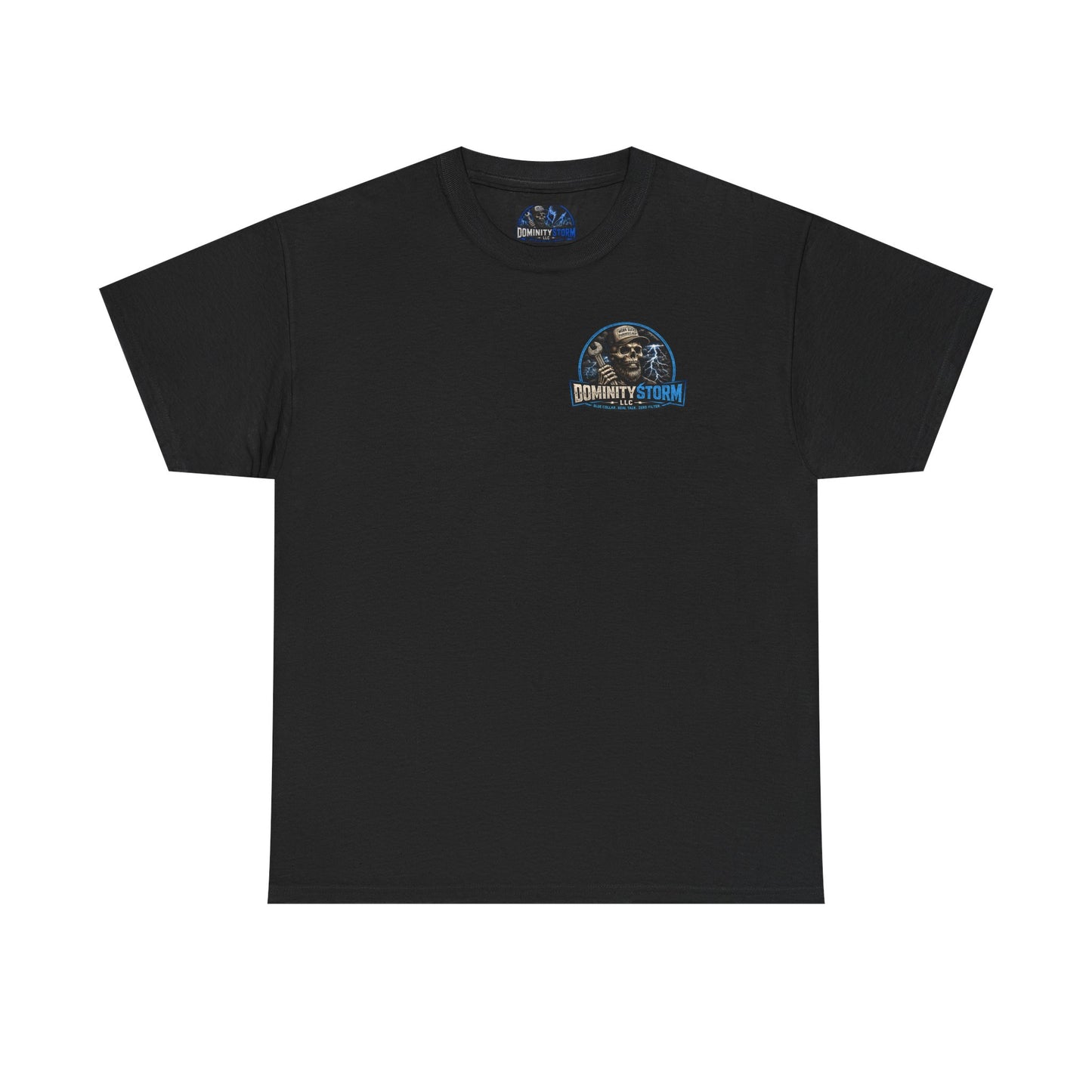 Dominity Storm LLC Graphic Tee — Lightning Skull Band Shirt