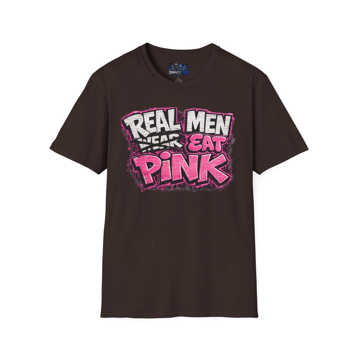Real Men Eat Pink T-Shirt — Funny Bold Graphic Tee for Pride & Breast Cancer Awareness