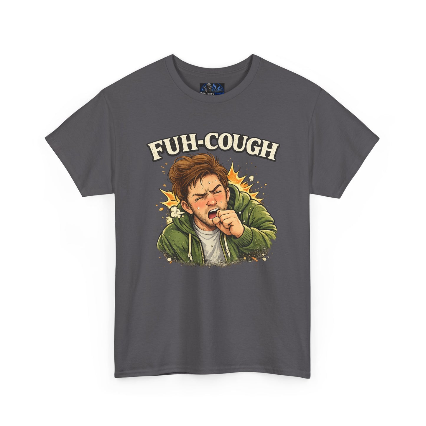 Funny 'Fuh-Cough' Graphic Tee - Coughing Character Short Sleeve Shirt