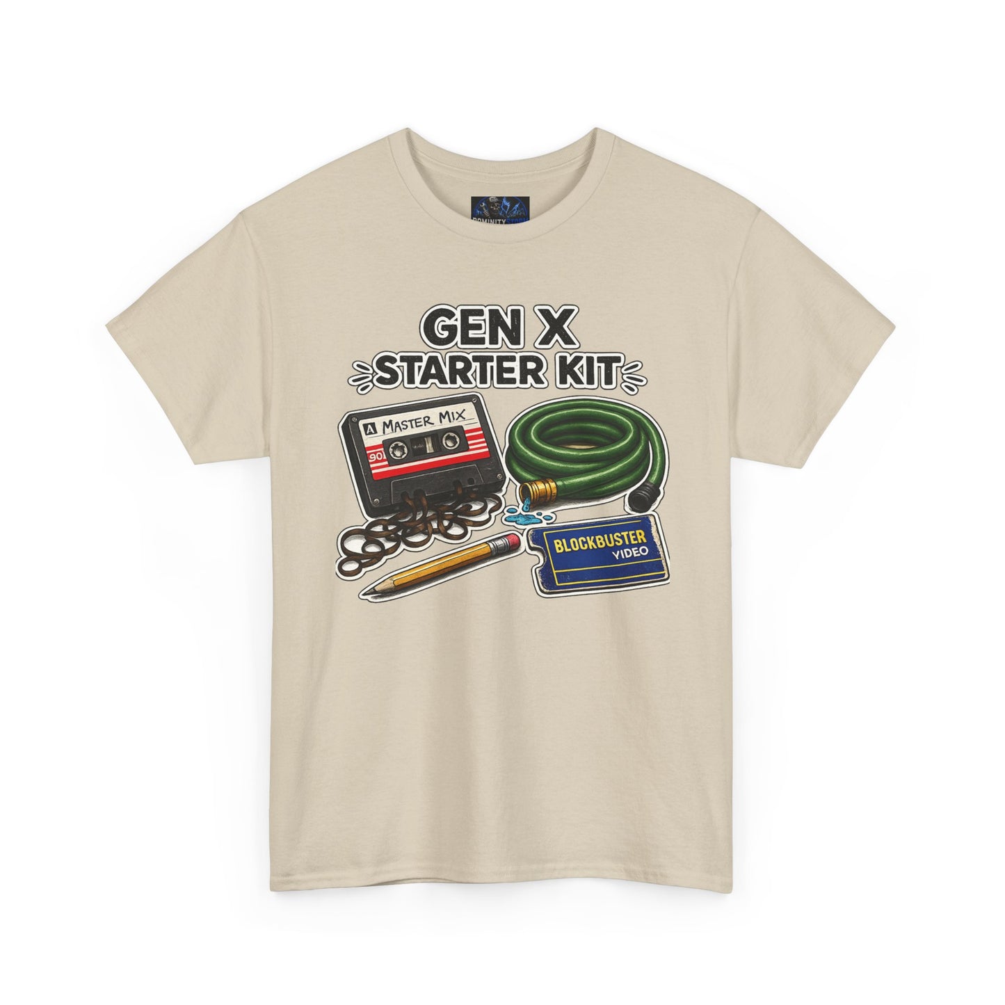 Gen X Starter Kit T‑Shirt — Retro Nostalgia Tee with Cassette, Pager & Mix Tape Graphics