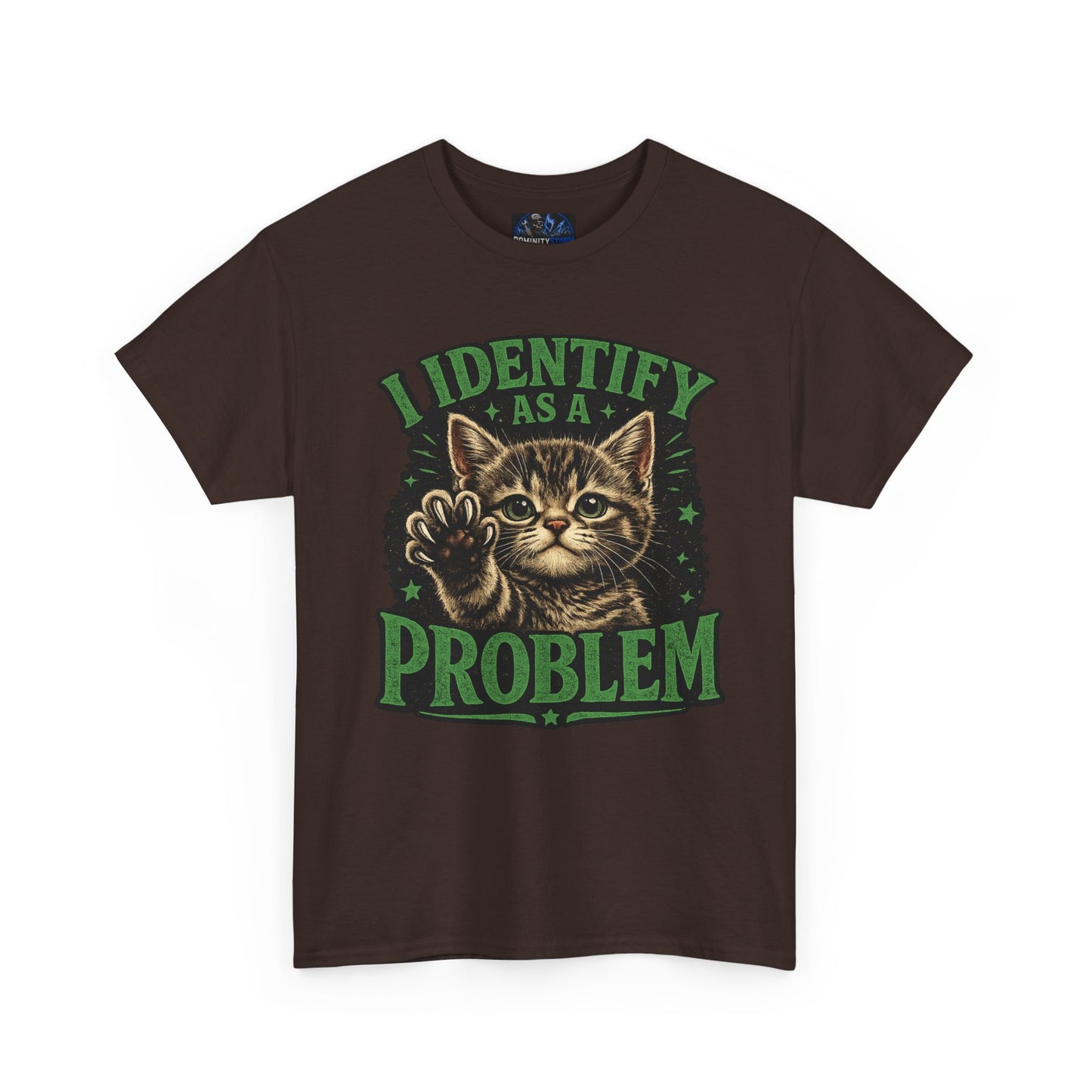 Cat 'I Identify As A Problem' Graphic Tee — Funny Vintage Kitten T-Shirt