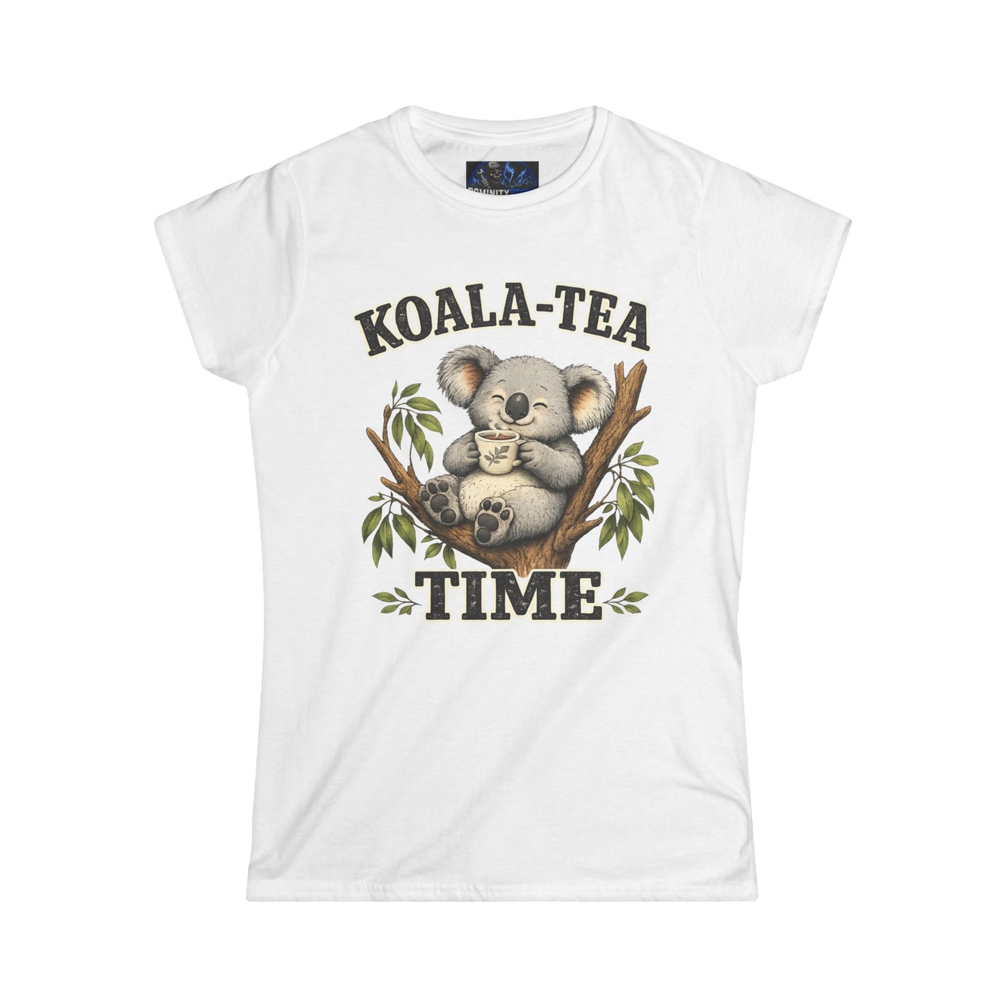 Graphic Koala-Tea Time Tee – Cute Koala Drinking Tea Women's T-Shirt