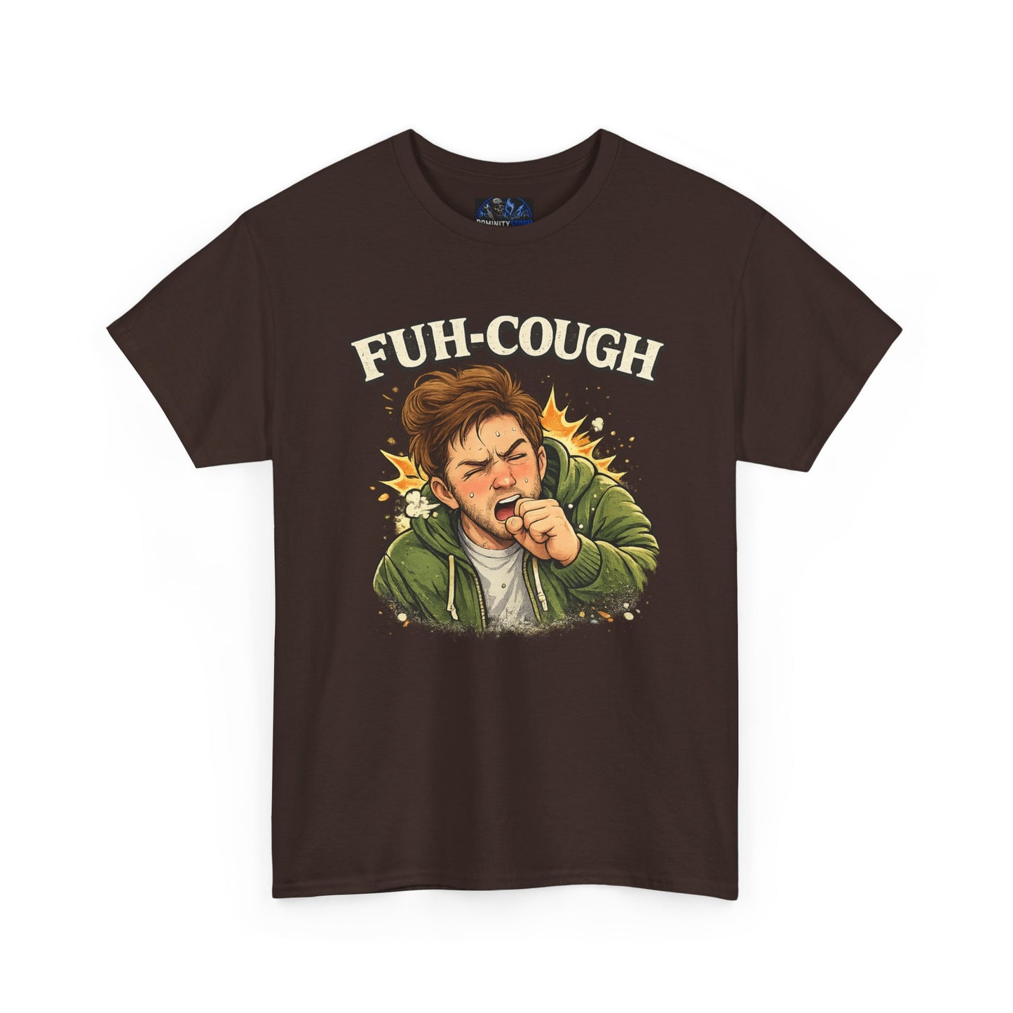 Funny 'Fuh-Cough' Graphic Tee - Coughing Character Short Sleeve Shirt