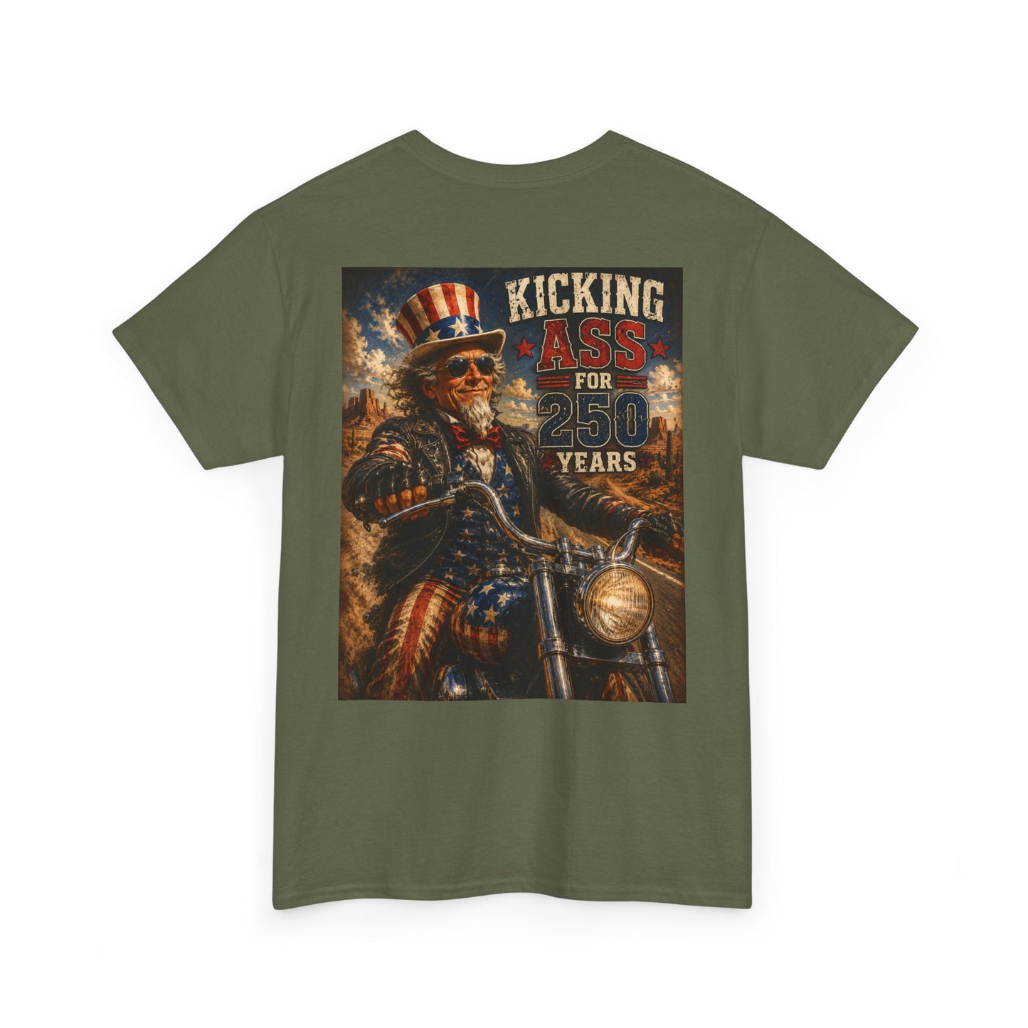 Biker Uncle Sam 'Kicking Ass for 50 Years' Graphic Tee