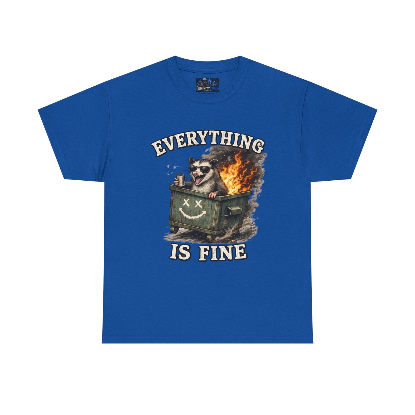 Everything Is Fine T-Shirt — Raccoon in Burning Dumpster Graphic Tee