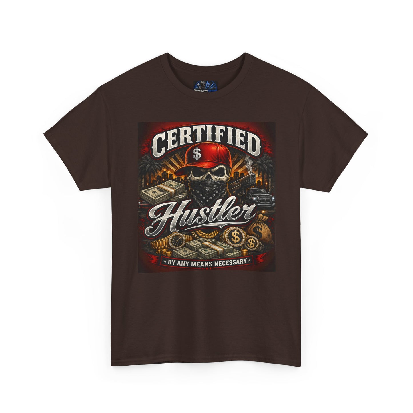 Certified Hustler Graphic Tee — Vintage Skull & Money Streetwear T-Shirt