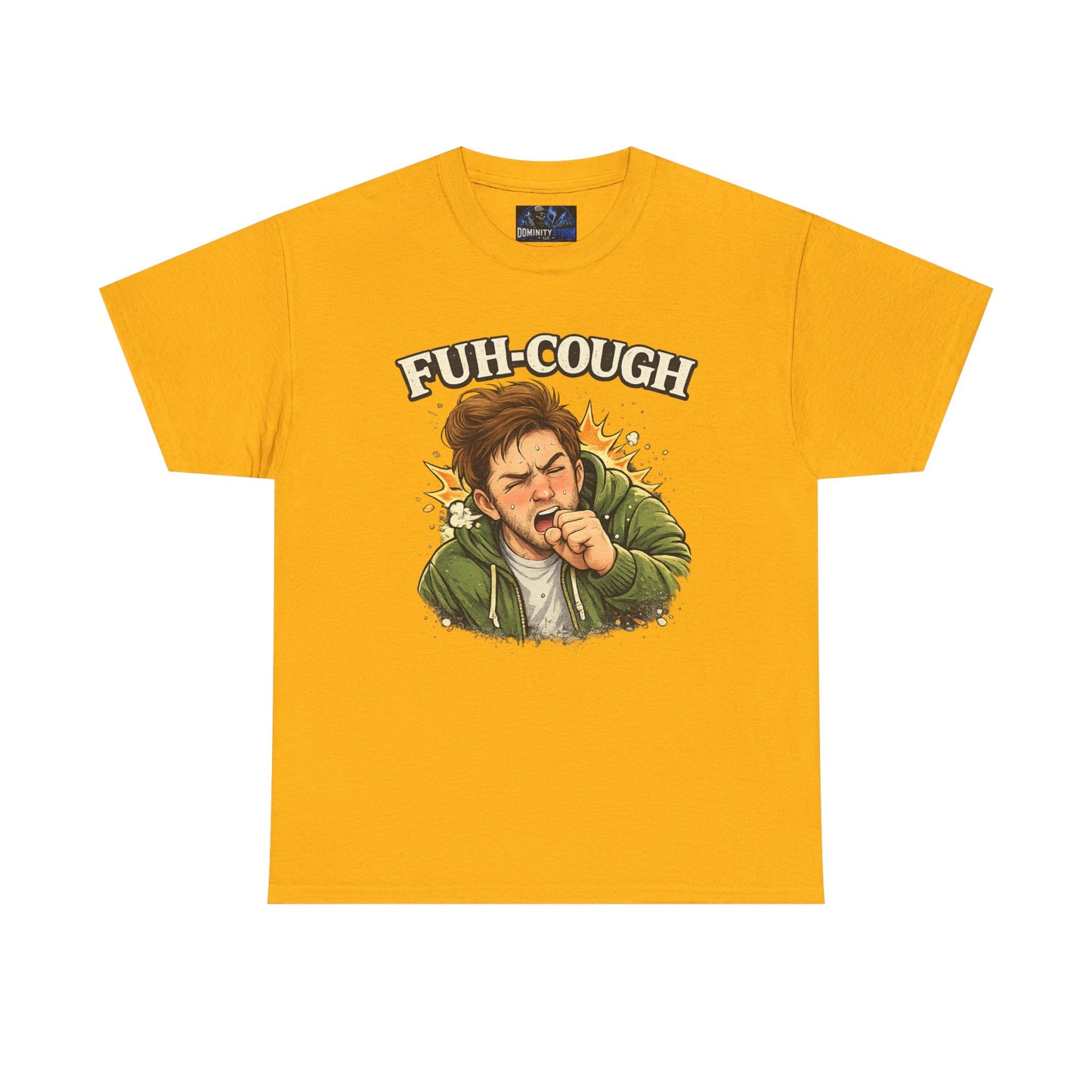 Funny 'Fuh-Cough' Graphic Tee - Coughing Character Short Sleeve Shirt