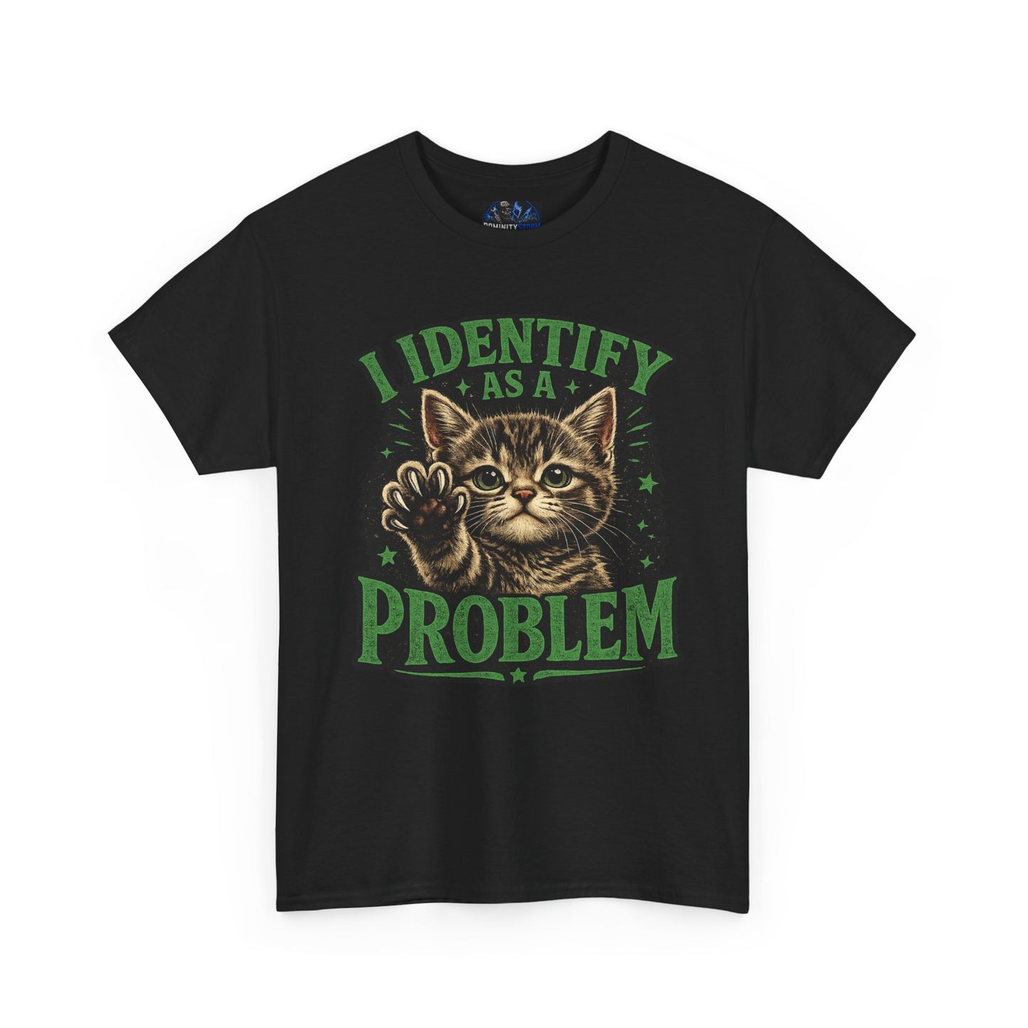 Cat 'I Identify As A Problem' Graphic Tee — Funny Vintage Kitten T-Shirt