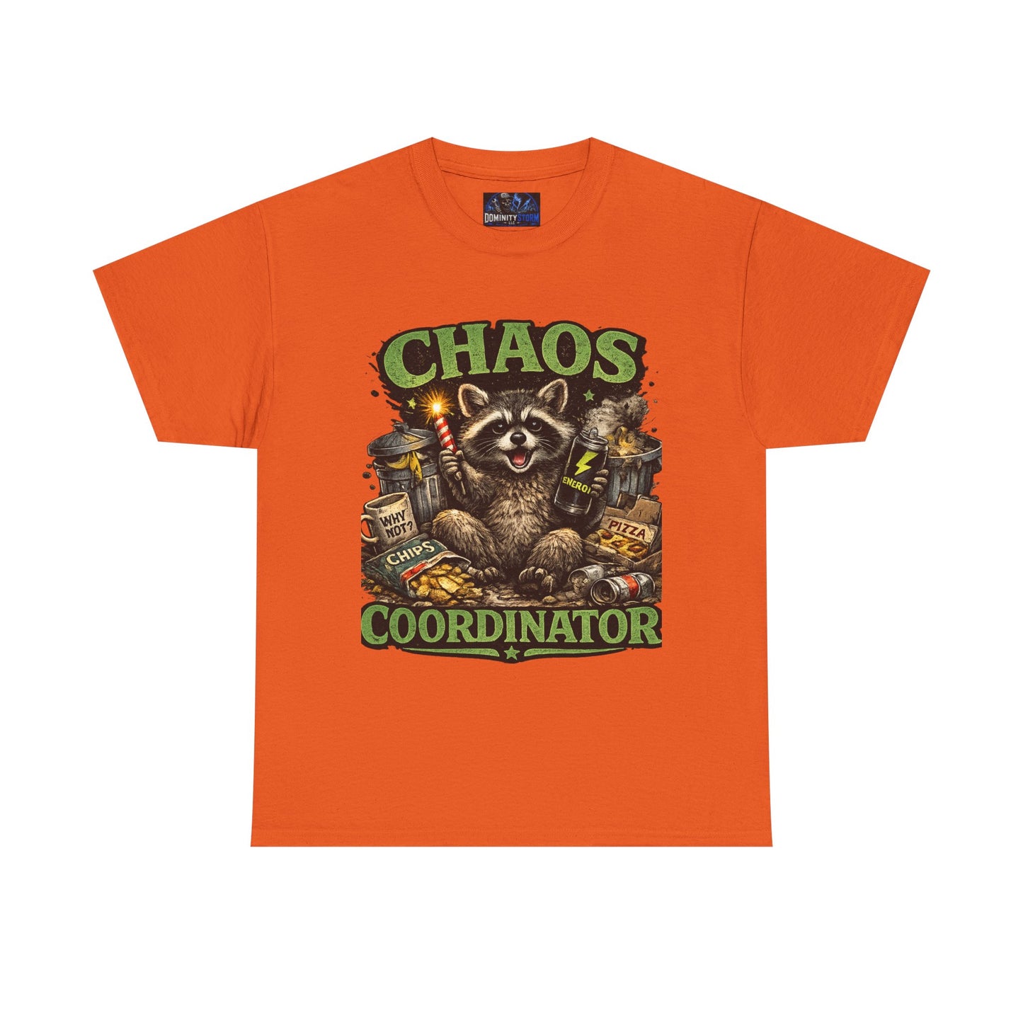 Chaos Coordinator T-Shirt — Funny Raccoon Graphic Tee for Gamers & Catastrophe Lovers