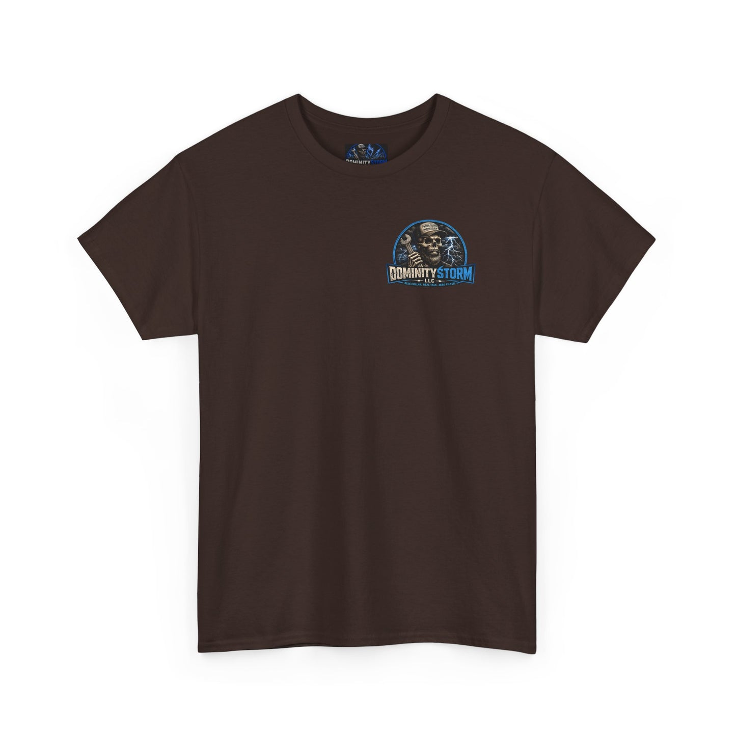 Dominity Storm LLC Graphic Tee — Lightning Skull Band Shirt