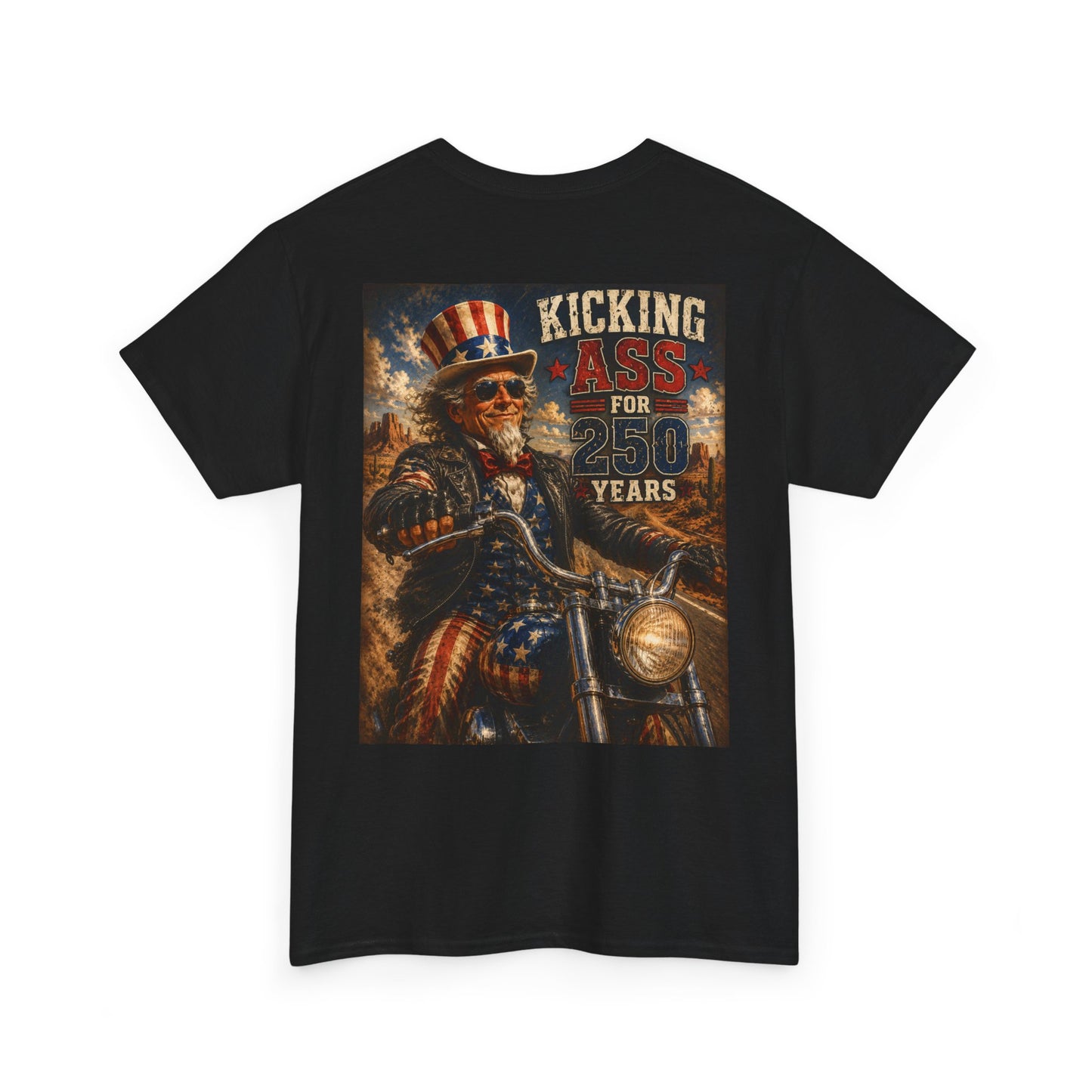 Biker Uncle Sam 'Kicking Ass for 50 Years' Graphic Tee