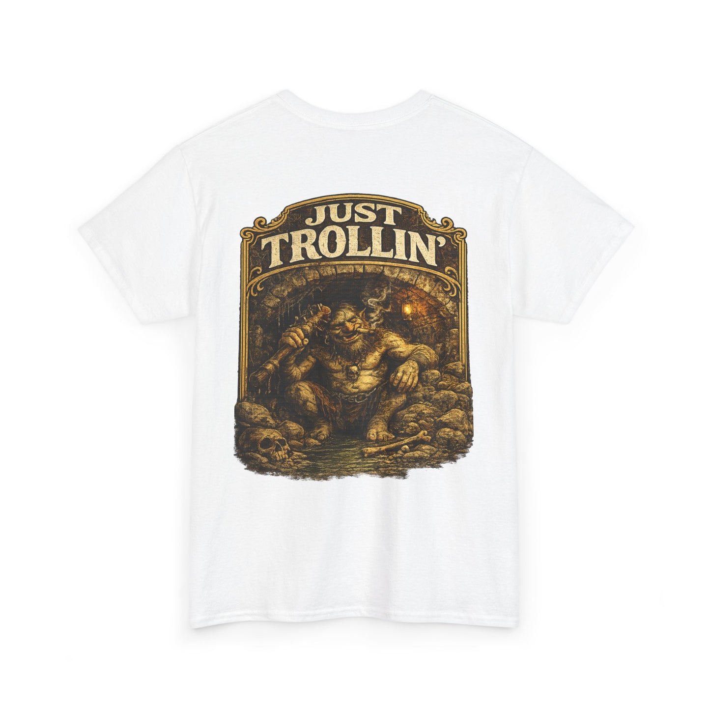 T-Shirt — "Just Trollin'" Vintage Fantasy Troll Graphic Tee
