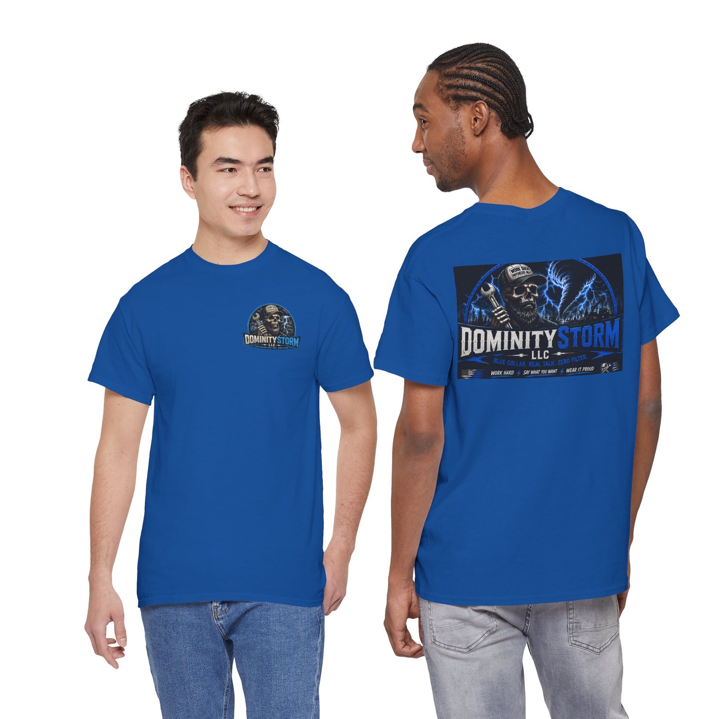 Dominity Storm LLC Graphic Tee — Lightning Skull Band Shirt