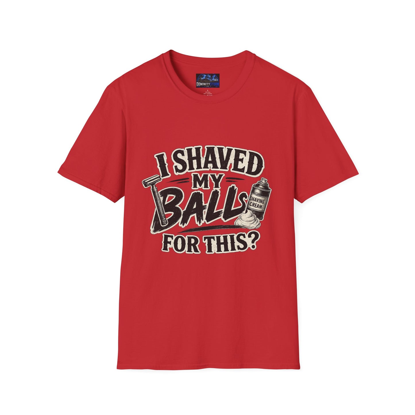 I Shaved My Balls T-Shirt — Funny Gag Tee with Retro Shaving Design