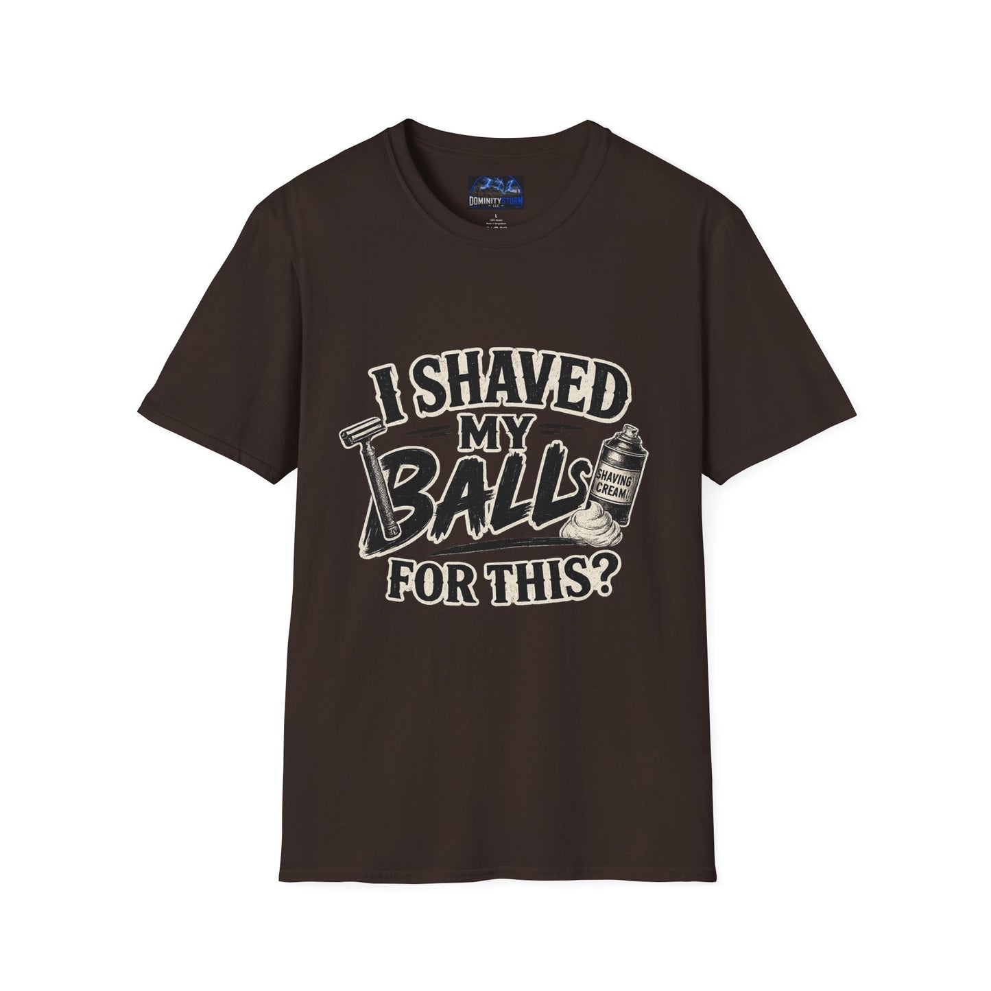I Shaved My Balls T-Shirt — Funny Gag Tee with Retro Shaving Design
