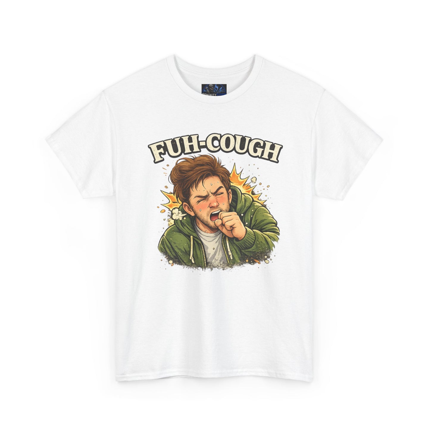 Funny 'Fuh-Cough' Graphic Tee - Coughing Character Short Sleeve Shirt