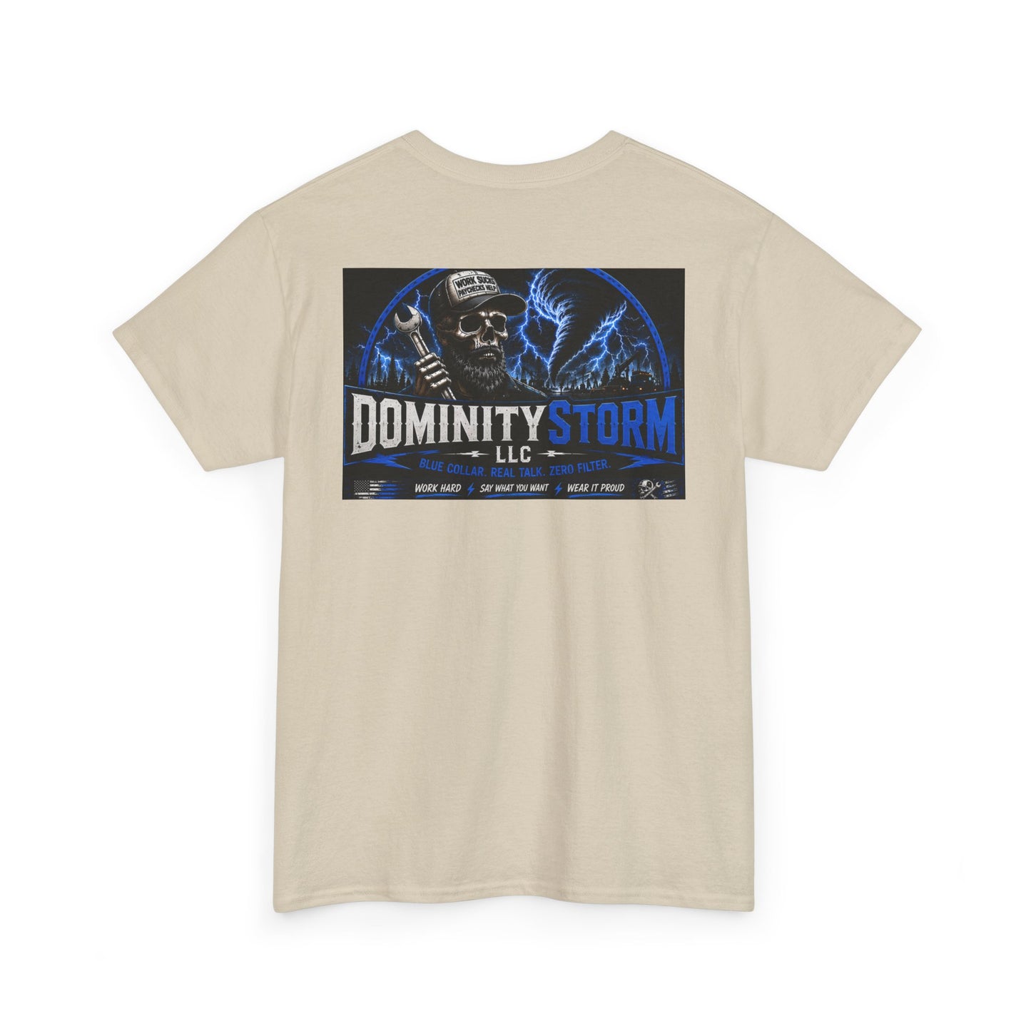 Dominity Storm LLC Graphic Tee — Lightning Skull Band Shirt