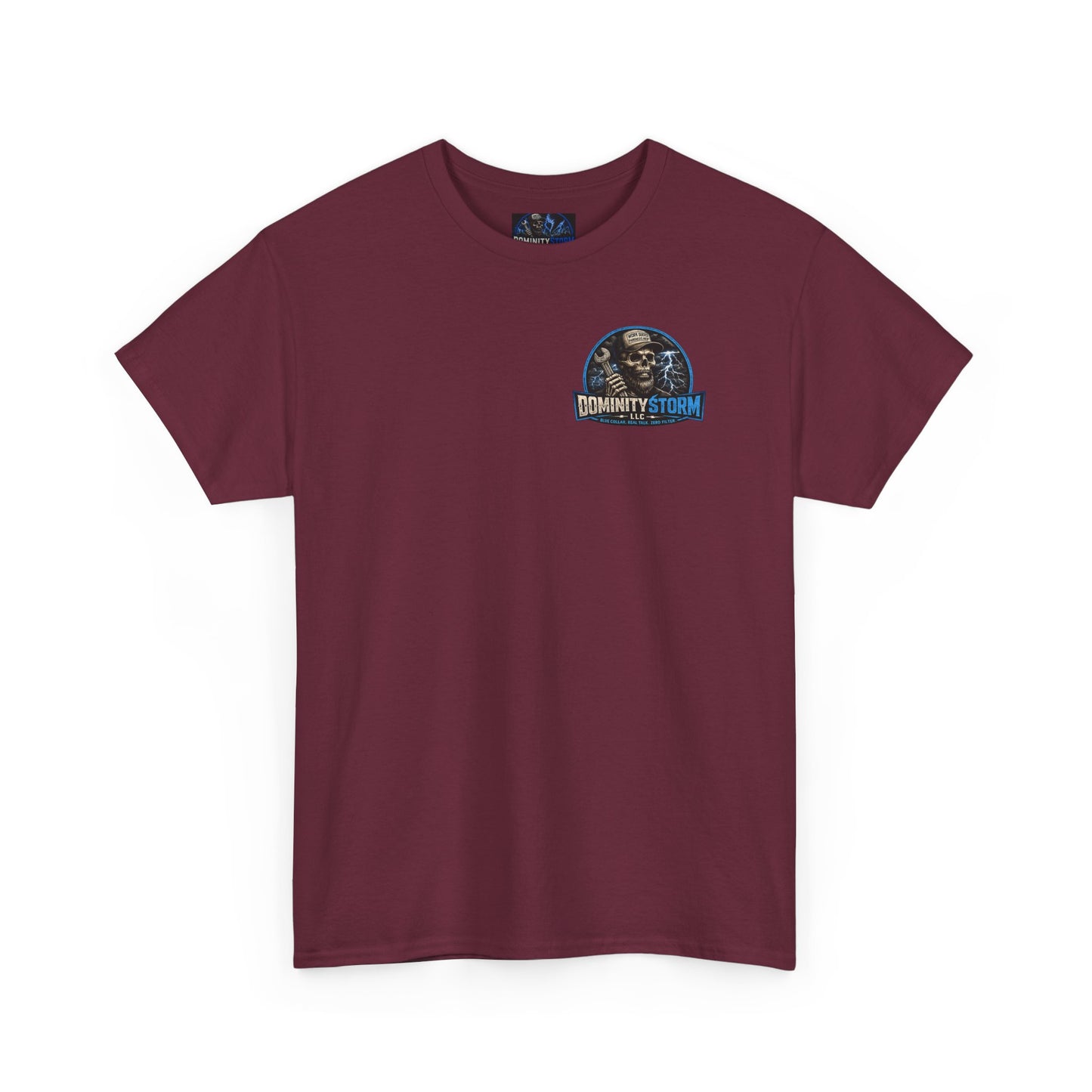 Dominity Storm LLC Graphic Tee — Lightning Skull Band Shirt