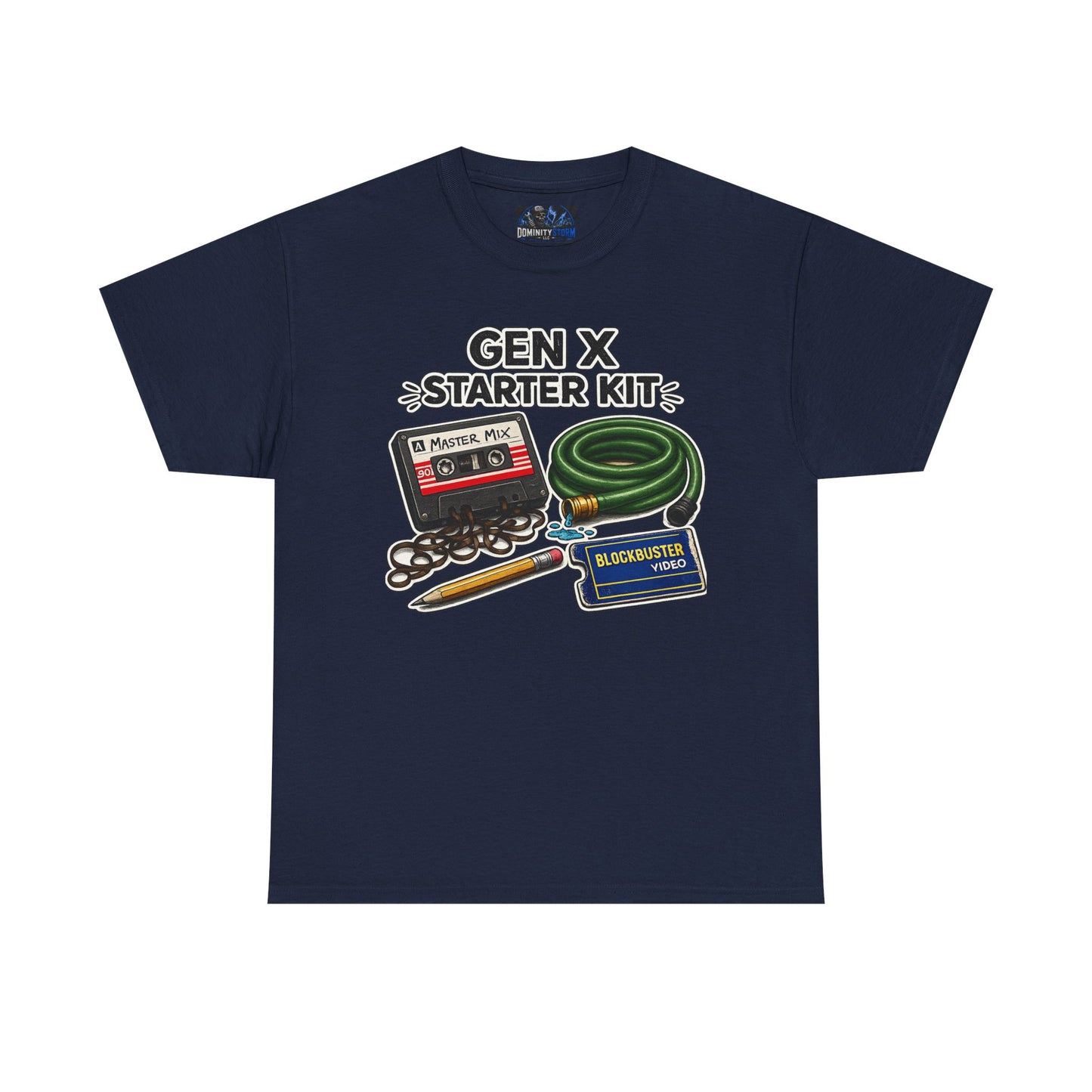 Gen X Starter Kit T‑Shirt — Retro Nostalgia Tee with Cassette, Pager & Mix Tape Graphics