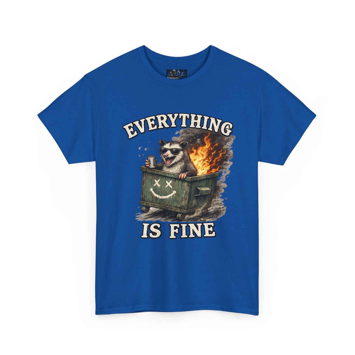 Everything Is Fine T-Shirt — Raccoon in Burning Dumpster Graphic Tee