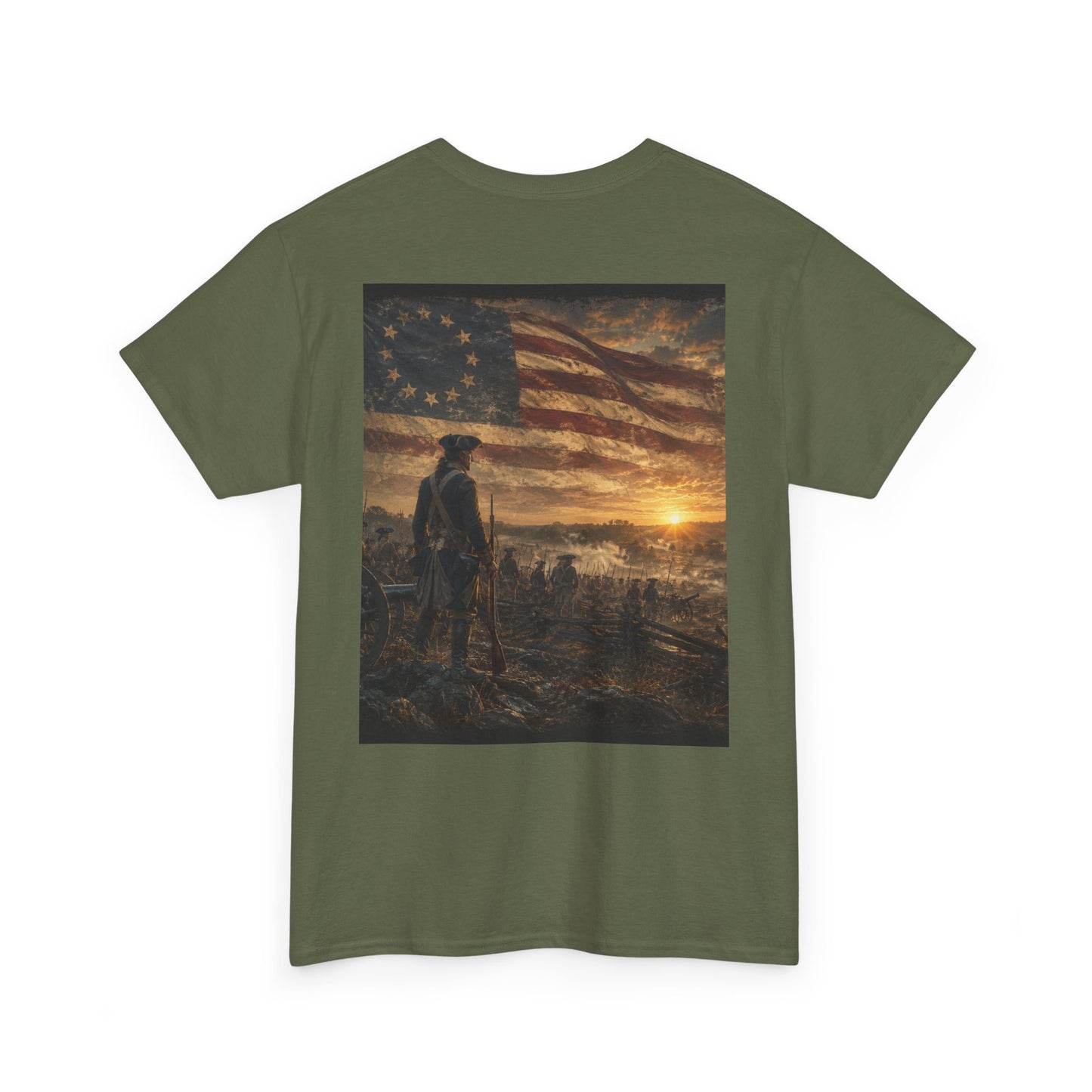 Patriotic Revolutionary War Flag T-Shirt — Vintage American Soldier Graphic Tee