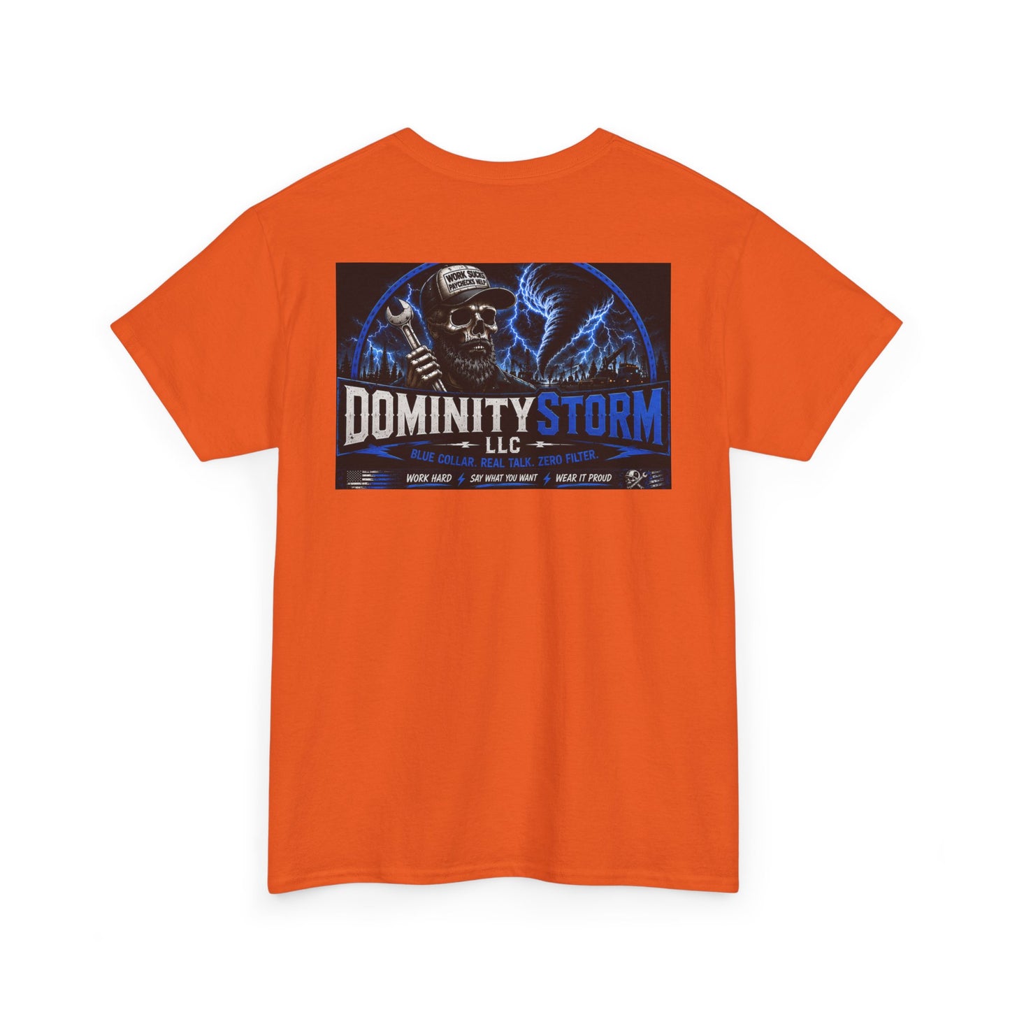 Dominity Storm LLC Graphic Tee — Lightning Skull Band Shirt