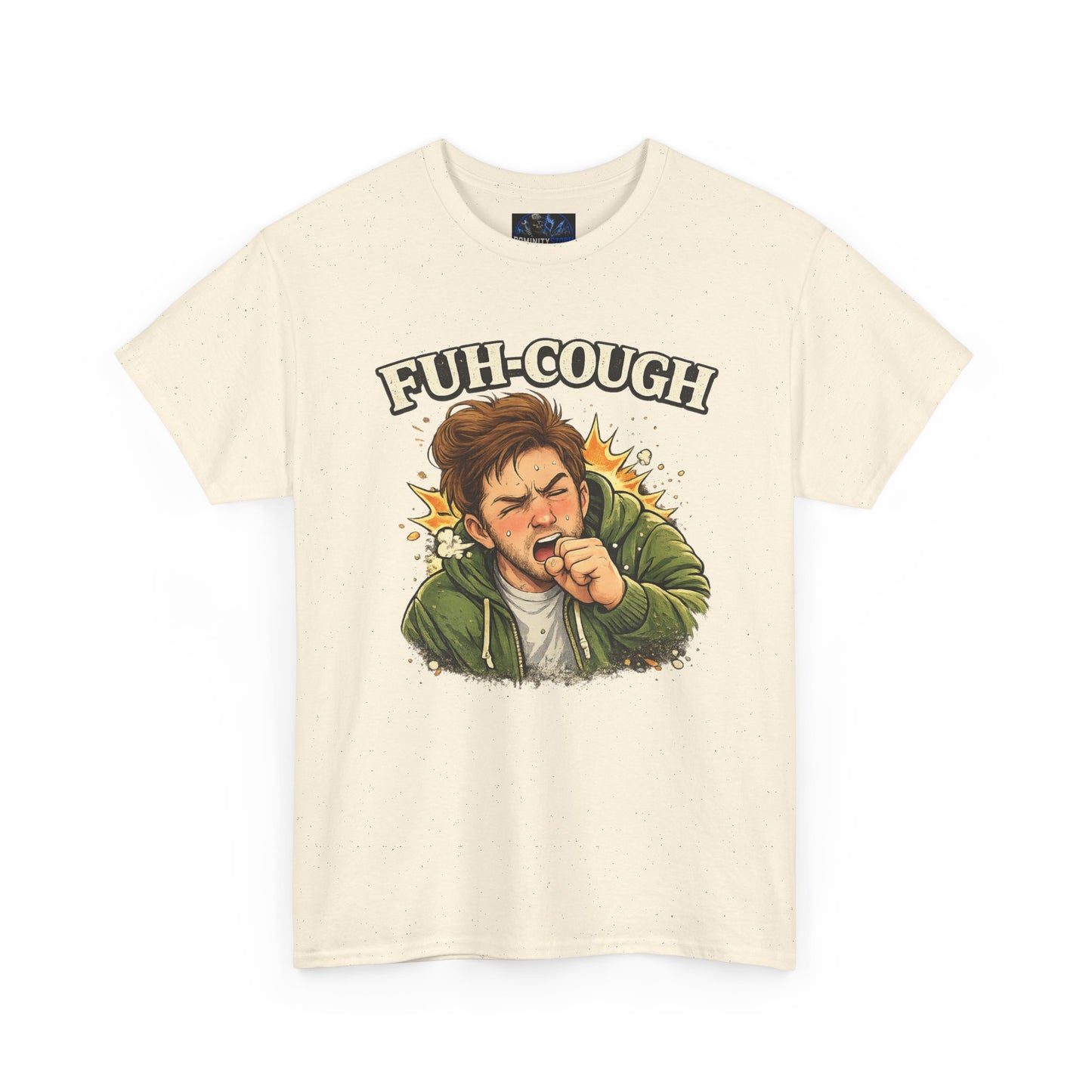 Funny 'Fuh-Cough' Graphic Tee - Coughing Character Short Sleeve Shirt