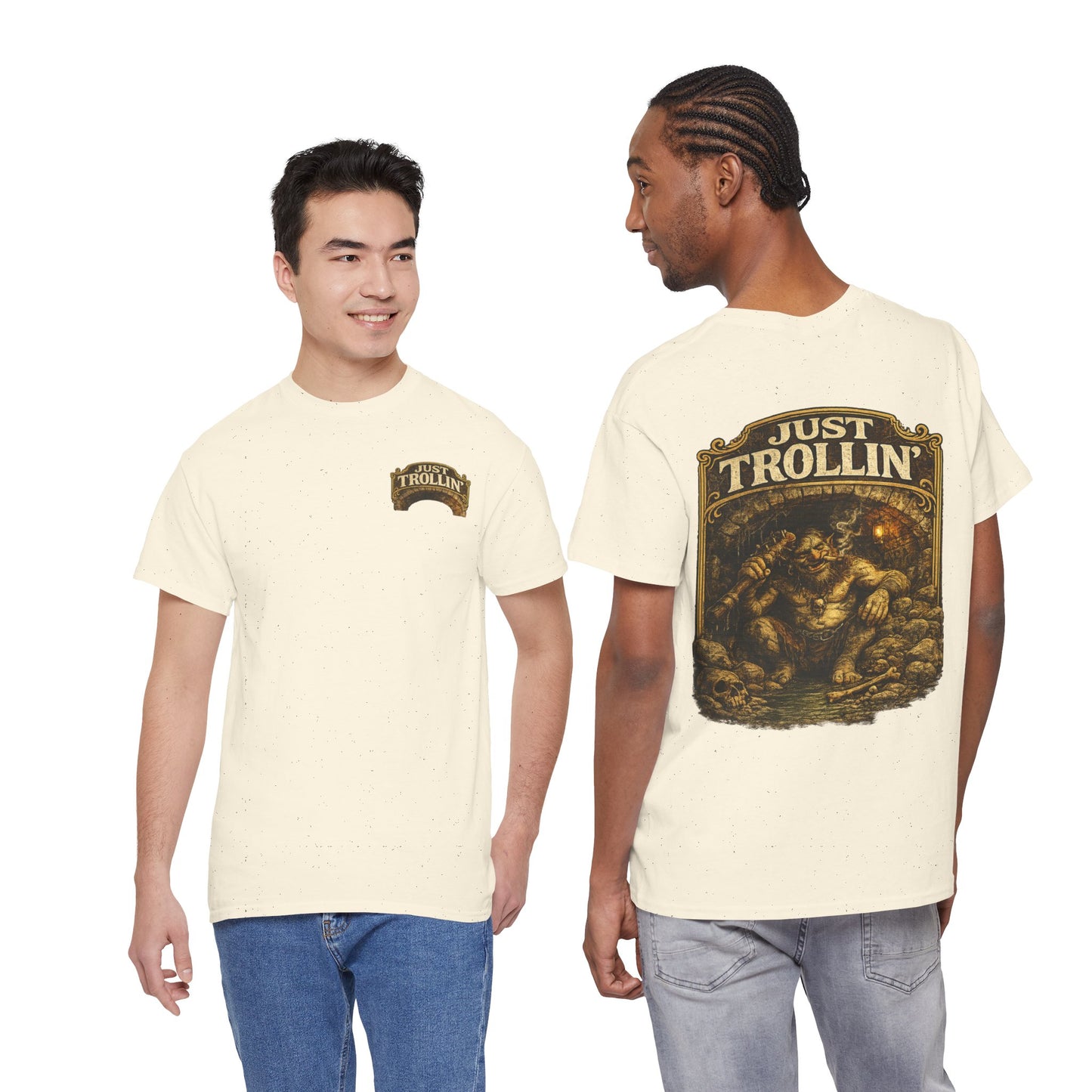T-Shirt — "Just Trollin'" Vintage Fantasy Troll Graphic Tee
